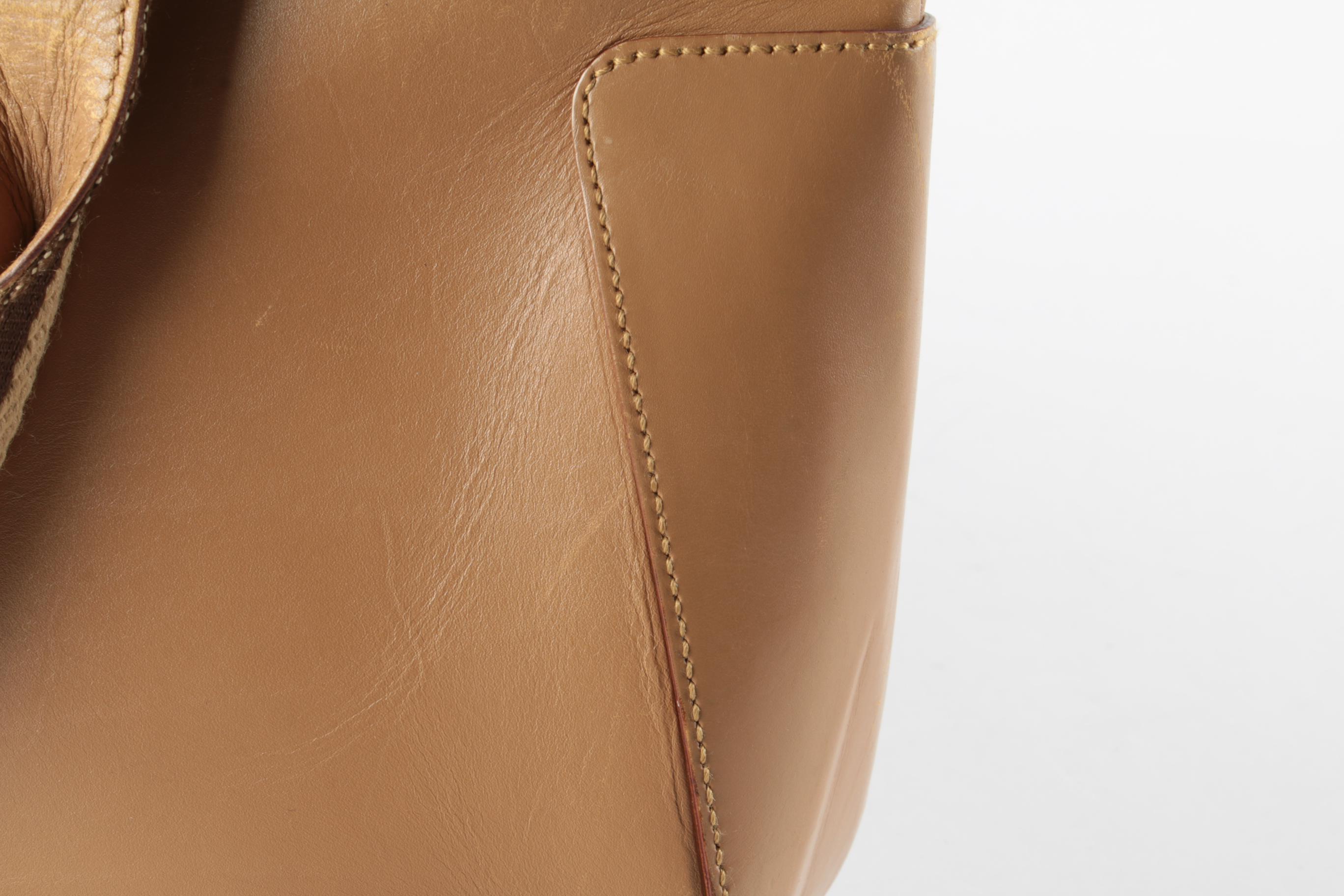 Gucci Sherry Line Tote Bag in Beige Leather