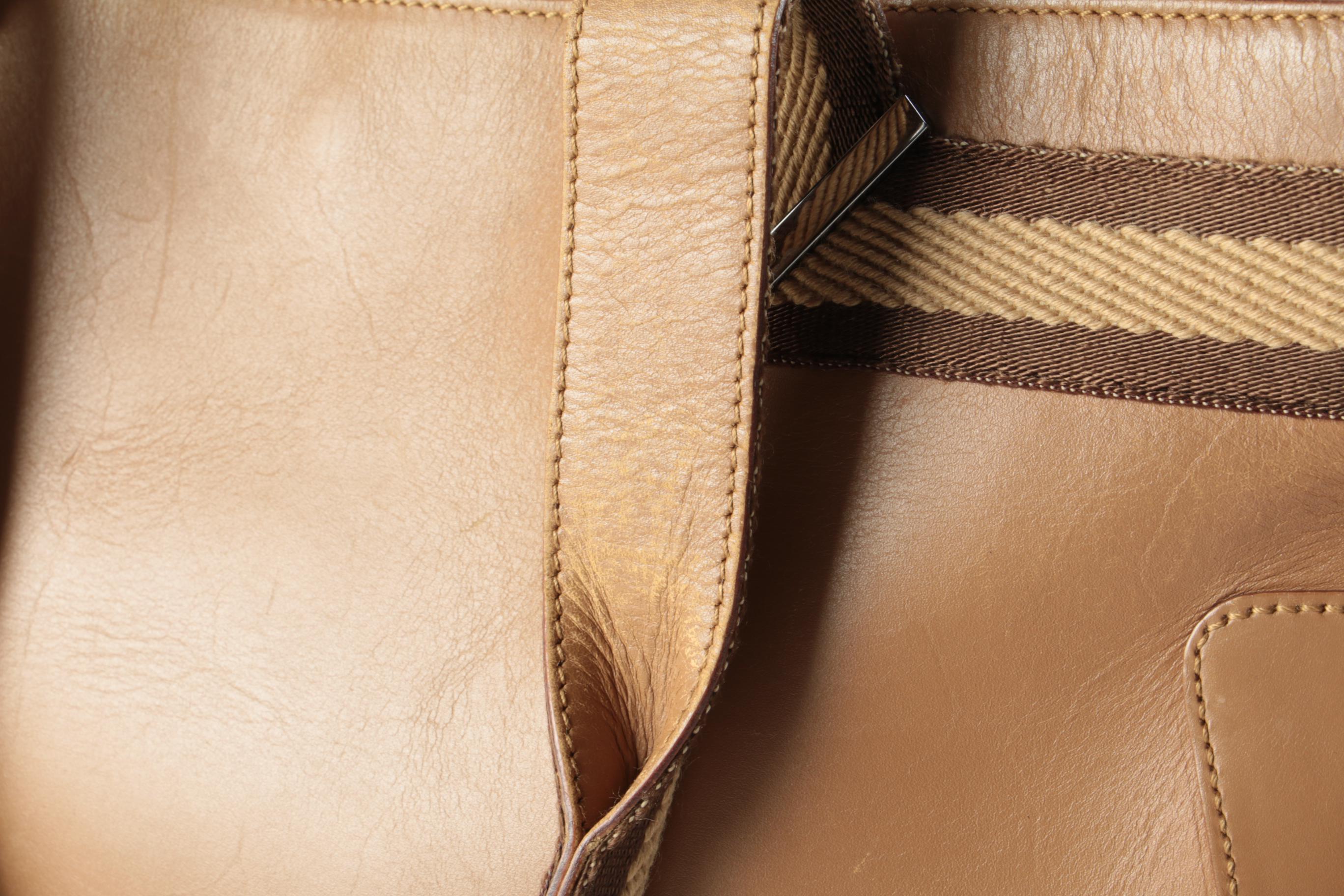 Gucci Sherry Line Tote Bag in Beige Leather