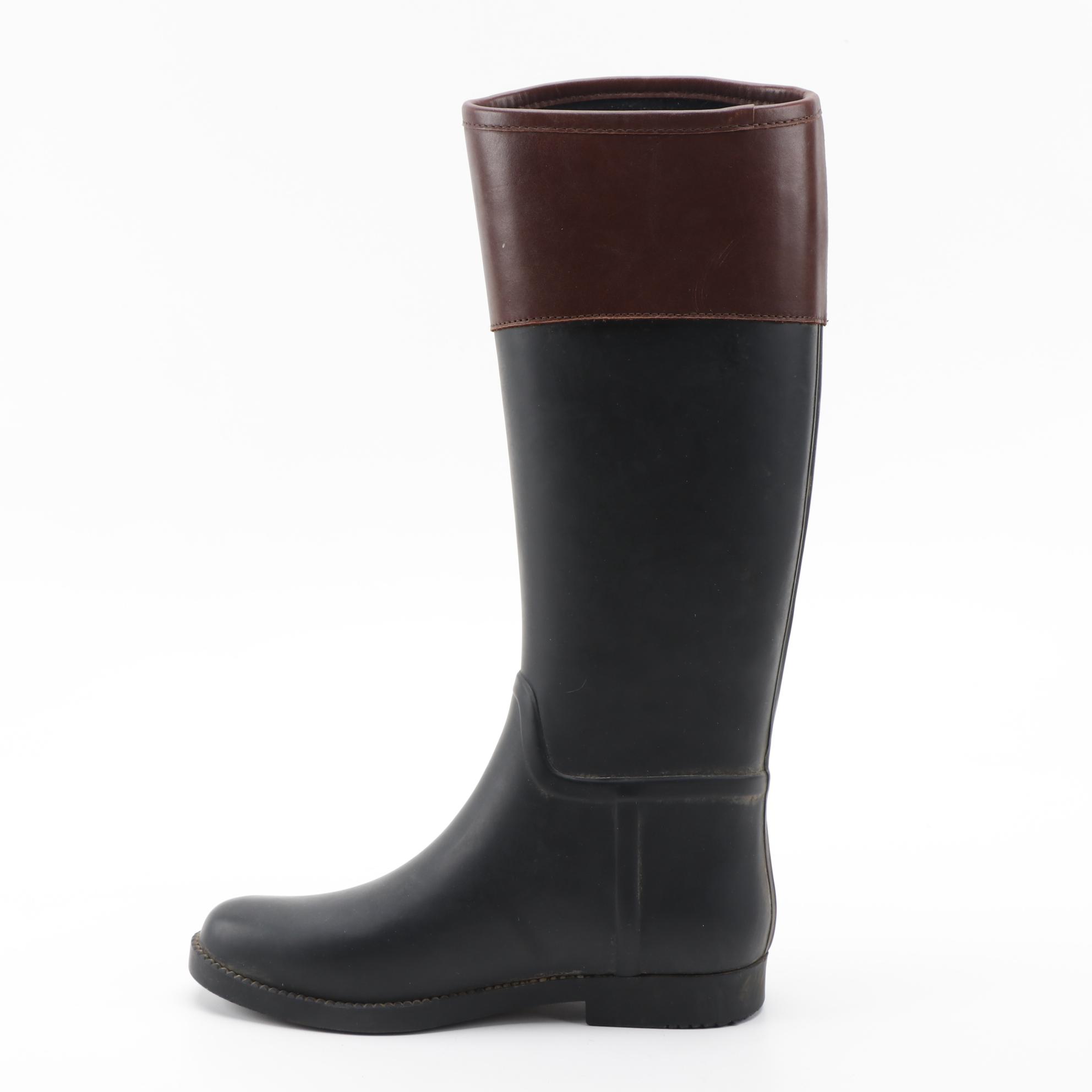 Tory Burch Two-Toned Tall Rubber Rain Boots