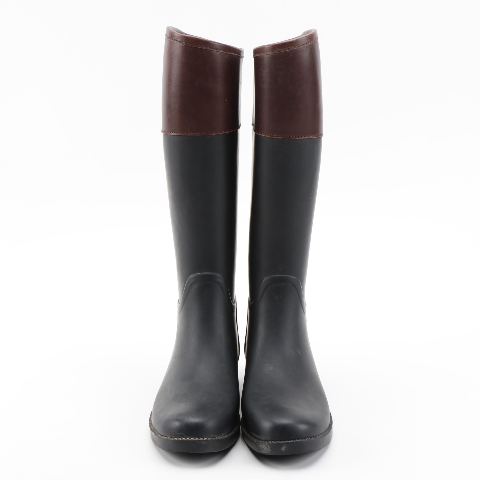 Tory Burch Two-Toned Tall Rubber Rain Boots