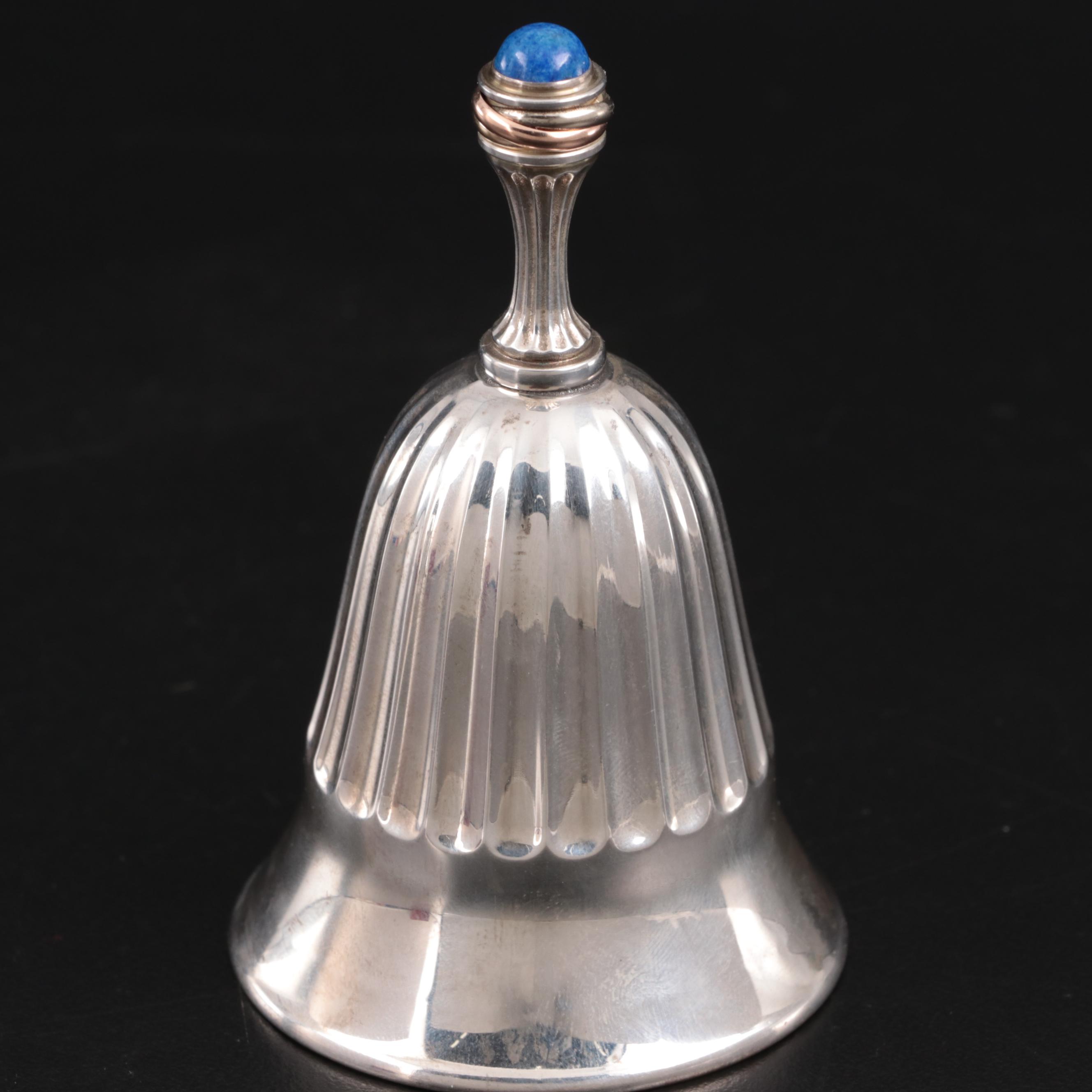 Cartier Sterling Silver Table Bell with Lapis Lazuli Cabochon, Presentation Box