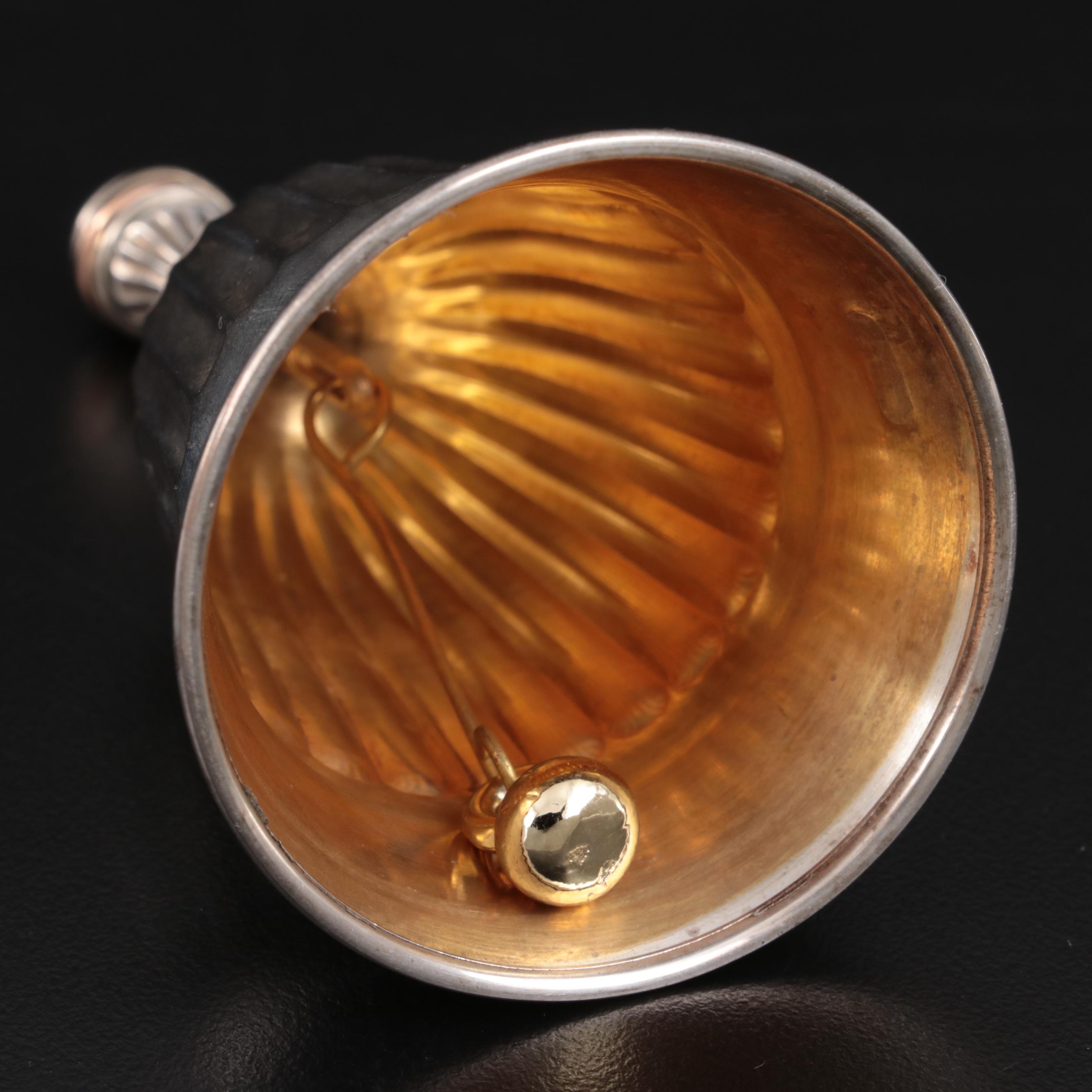 Cartier Sterling Silver Table Bell with Lapis Lazuli Cabochon, Presentation Box