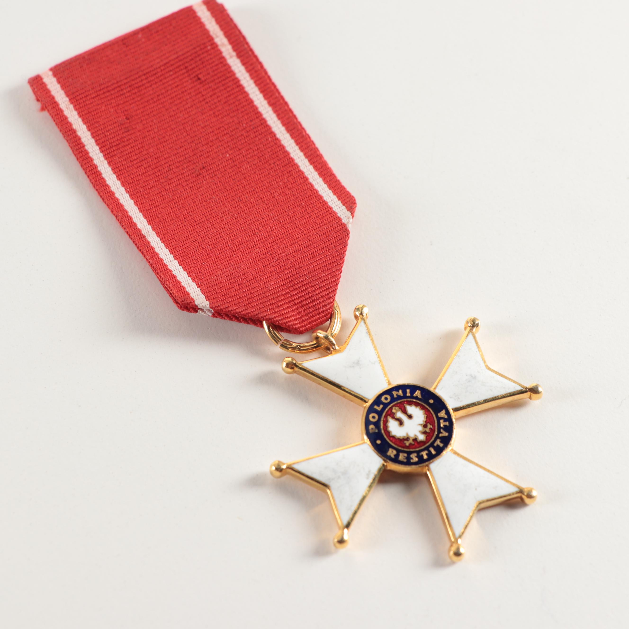 Poland Silver Cross of Merit and Order of Polonia Restituta Knight's Cross