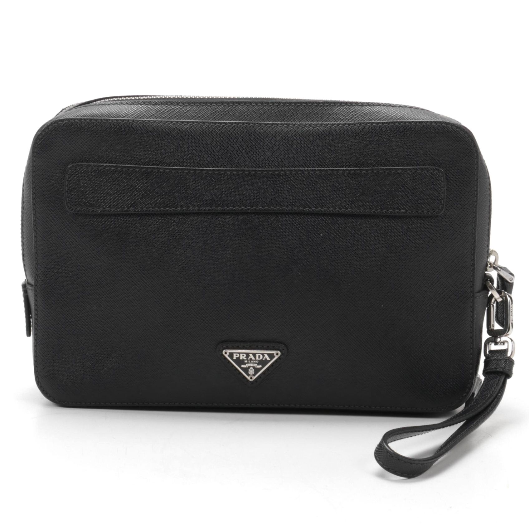 Prada Black Saffiano Leather Travel Organizer Wristlet