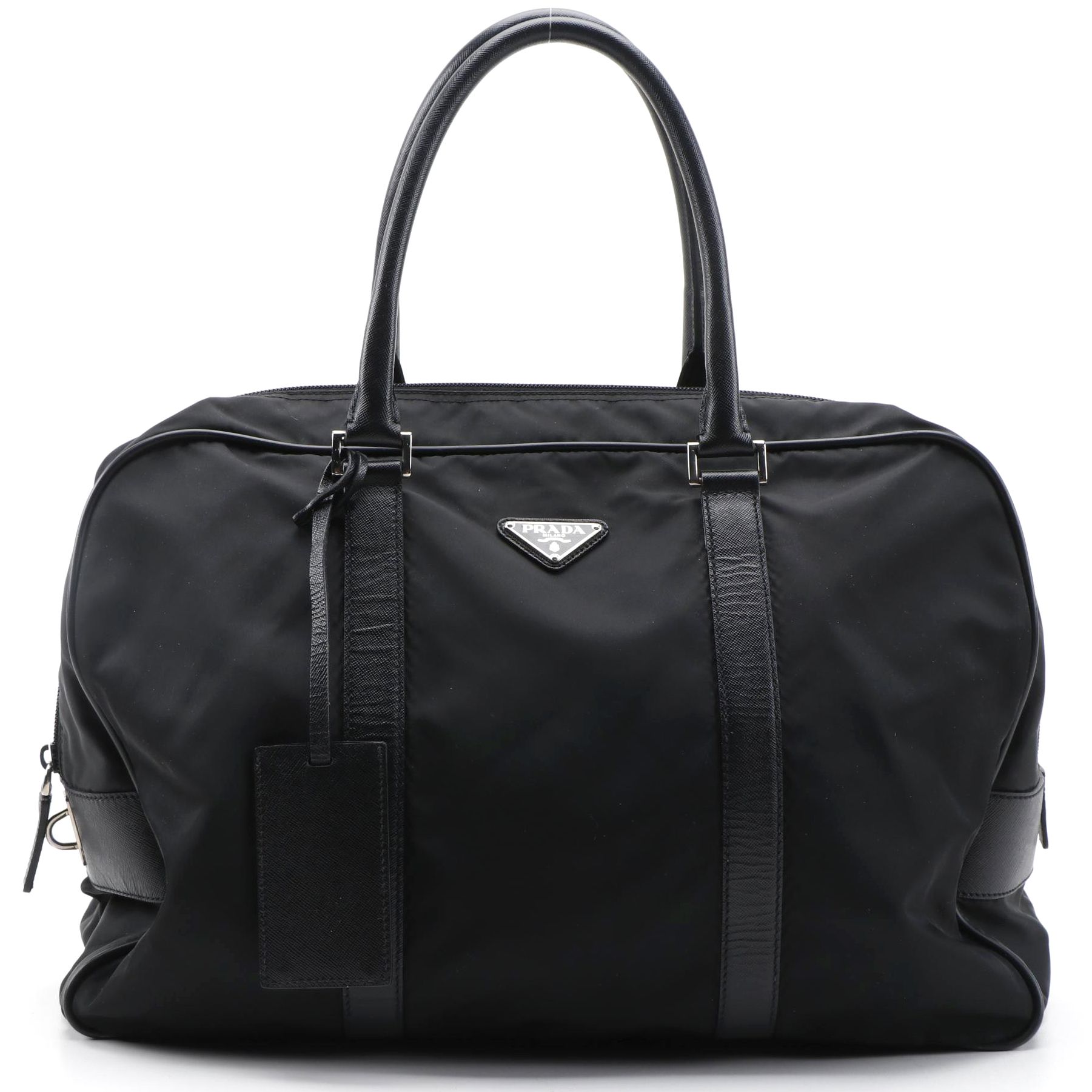 Prada Travel Bag in Black Nylon with Saffiano Leather Trim