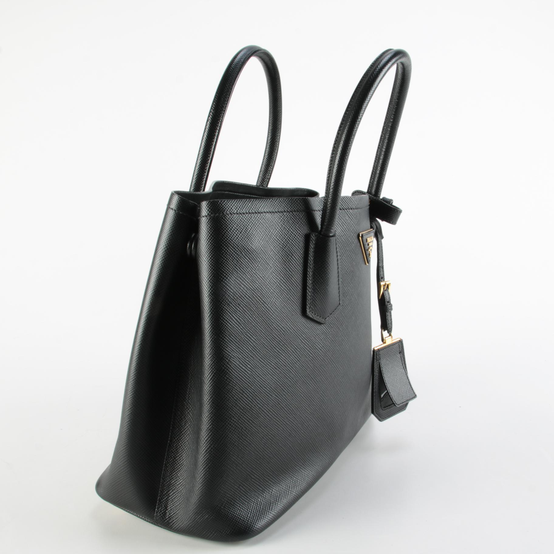 Prada Small Double Bag in Black Saffiano Leather