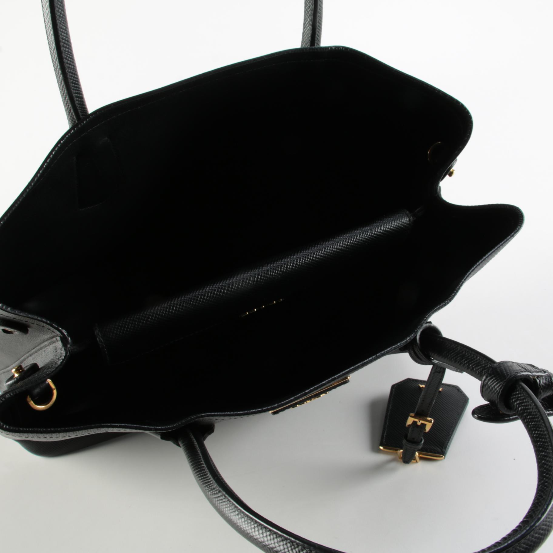 Prada Small Double Bag in Black Saffiano Leather