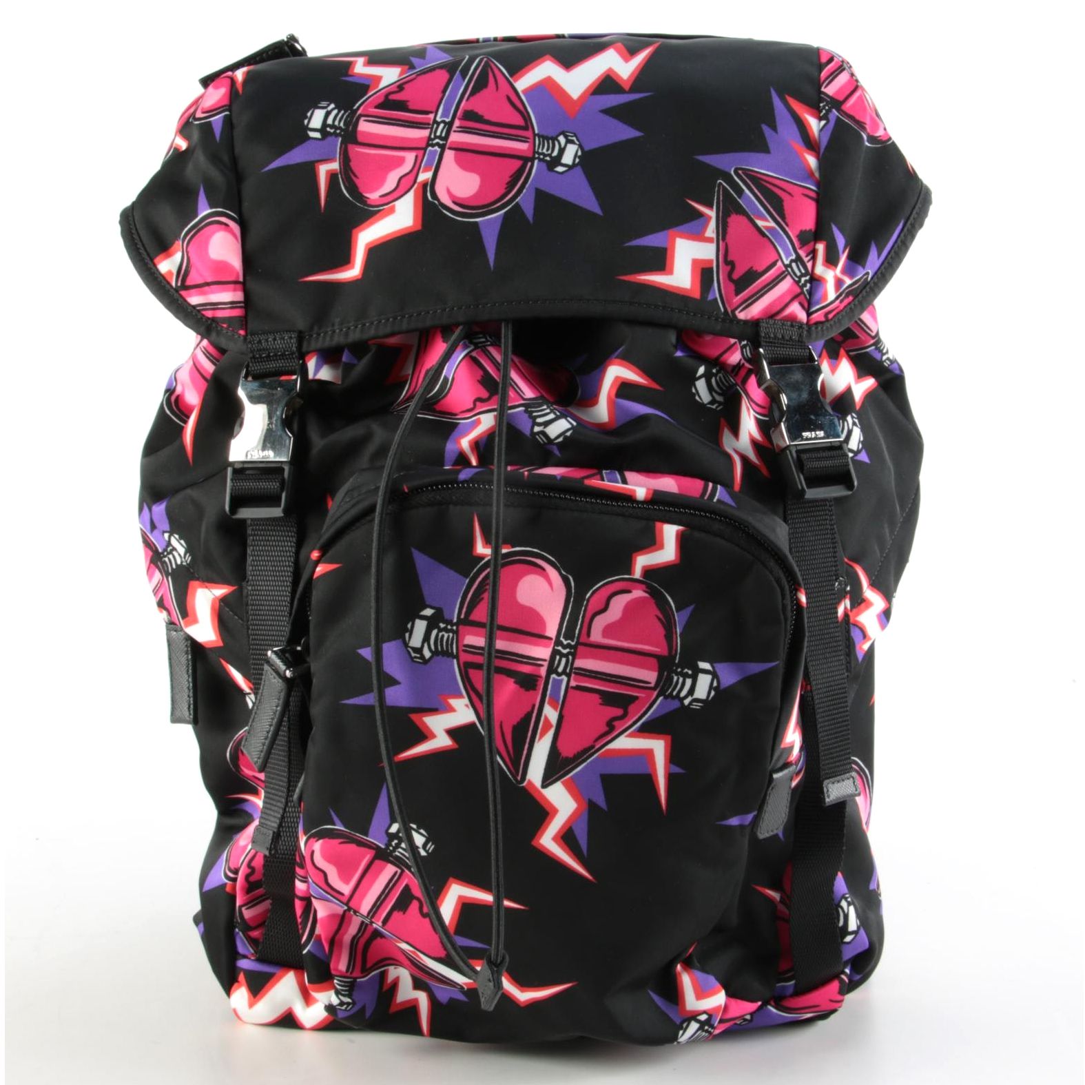 Prada x Universal Studios Frankenstein Drawstring Backpack in Printed Tessuto