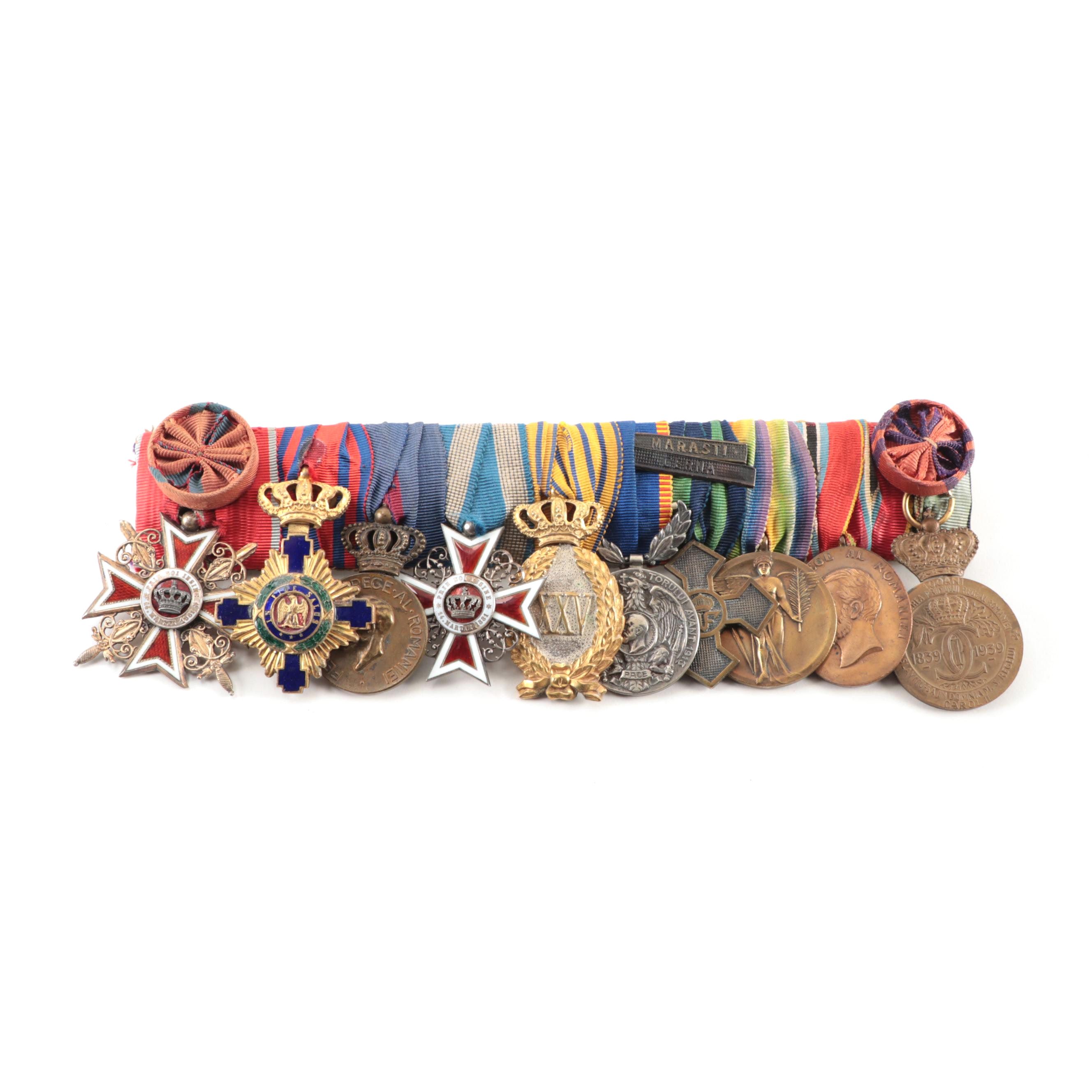 Romanian Medals Including "Order of the Crown," and More, Early to Mid 20th C.