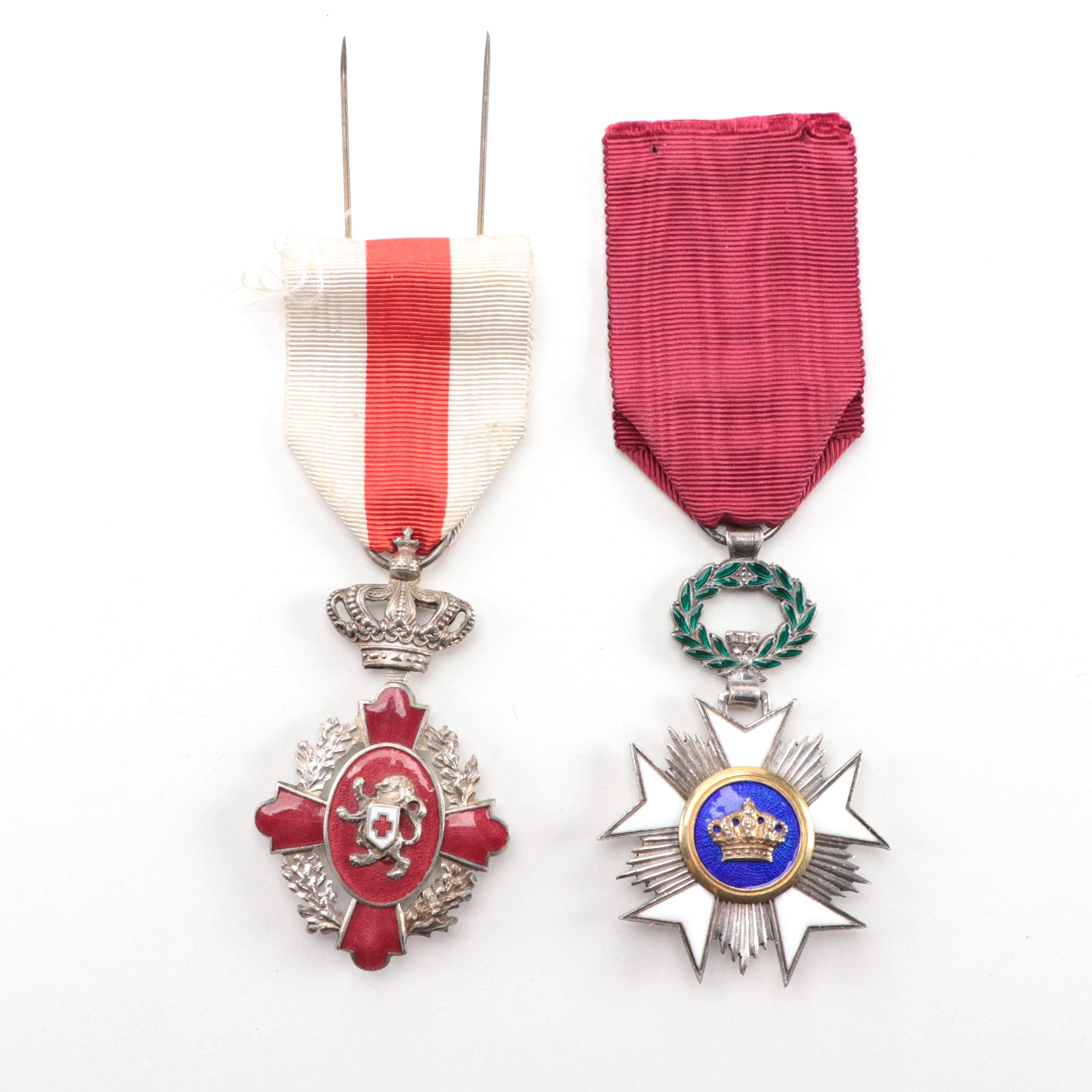 Belgium Order of the Crown Knight's Cross and Red Cross (2nd Class) Medals