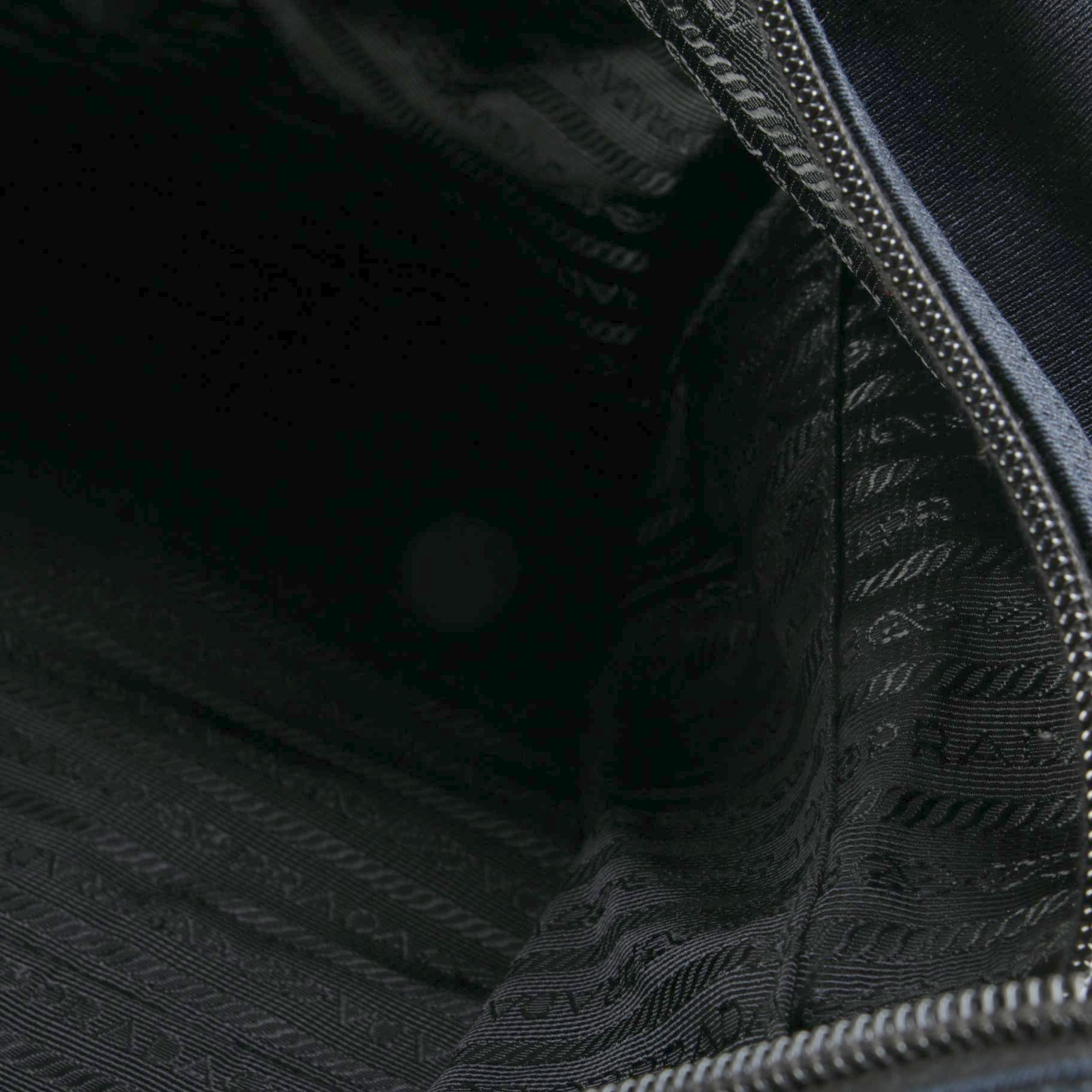 Prada Large Travel Duffel in Navy Blue Tessuto with Black Saffiano Leather Trim