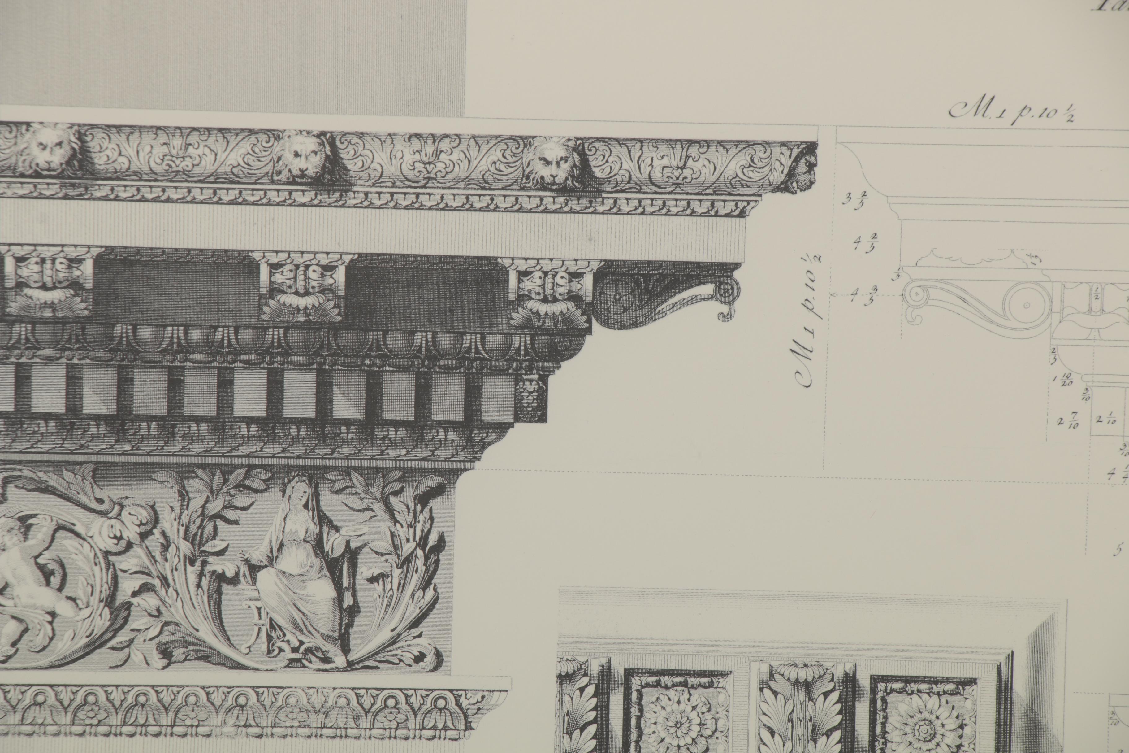Architectural Lithograph and Offset Lithograph Prints of Column Capital Designs