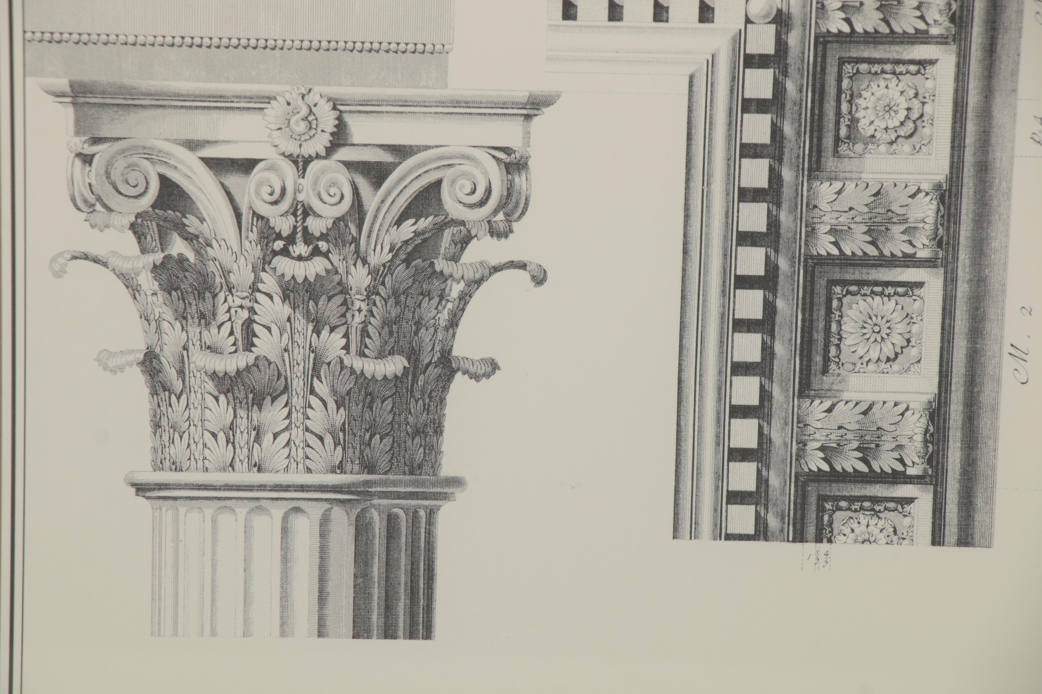 Architectural Lithograph and Offset Lithograph Prints of Column Capital Designs