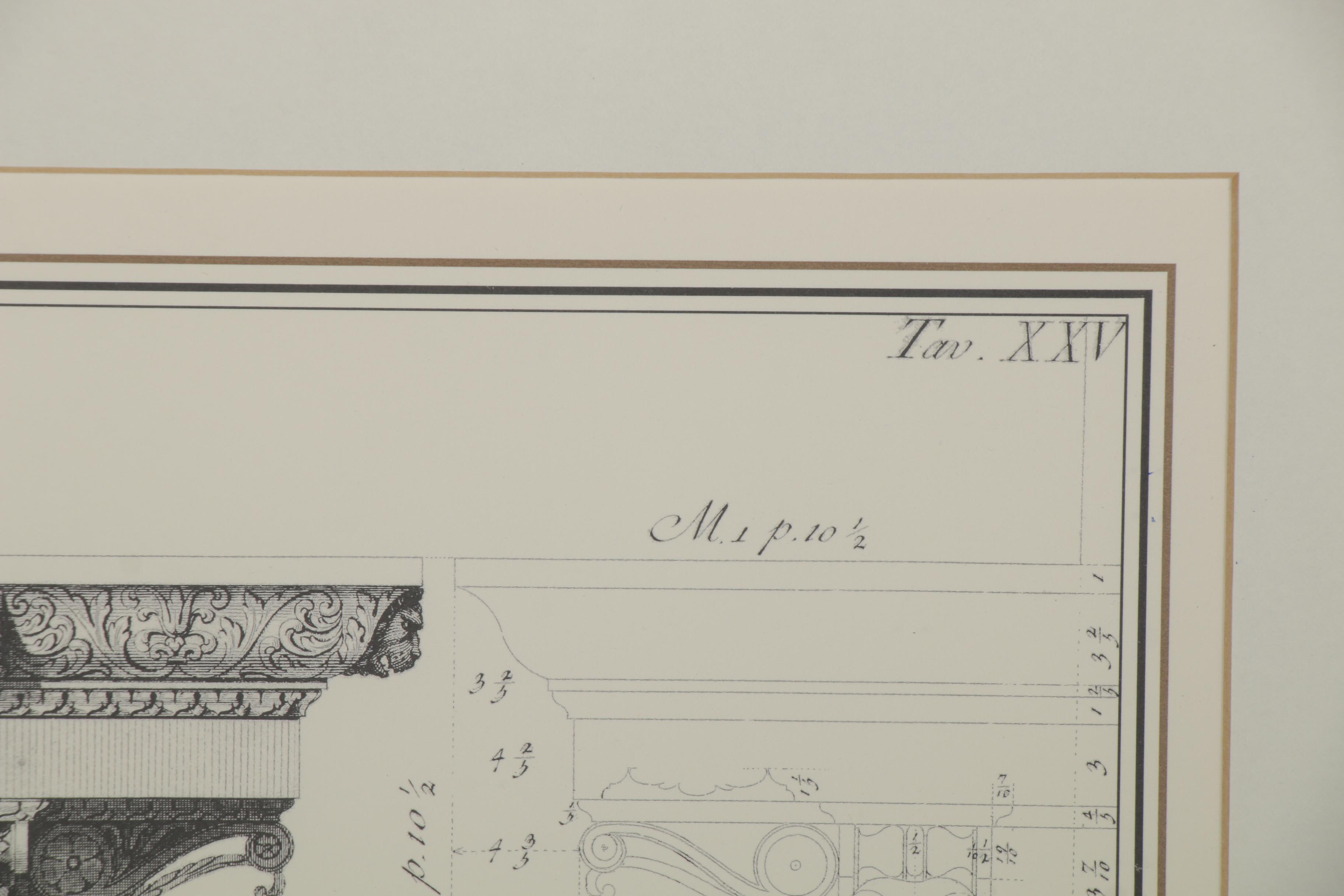 Architectural Lithograph and Offset Lithograph Prints of Column Capital Designs