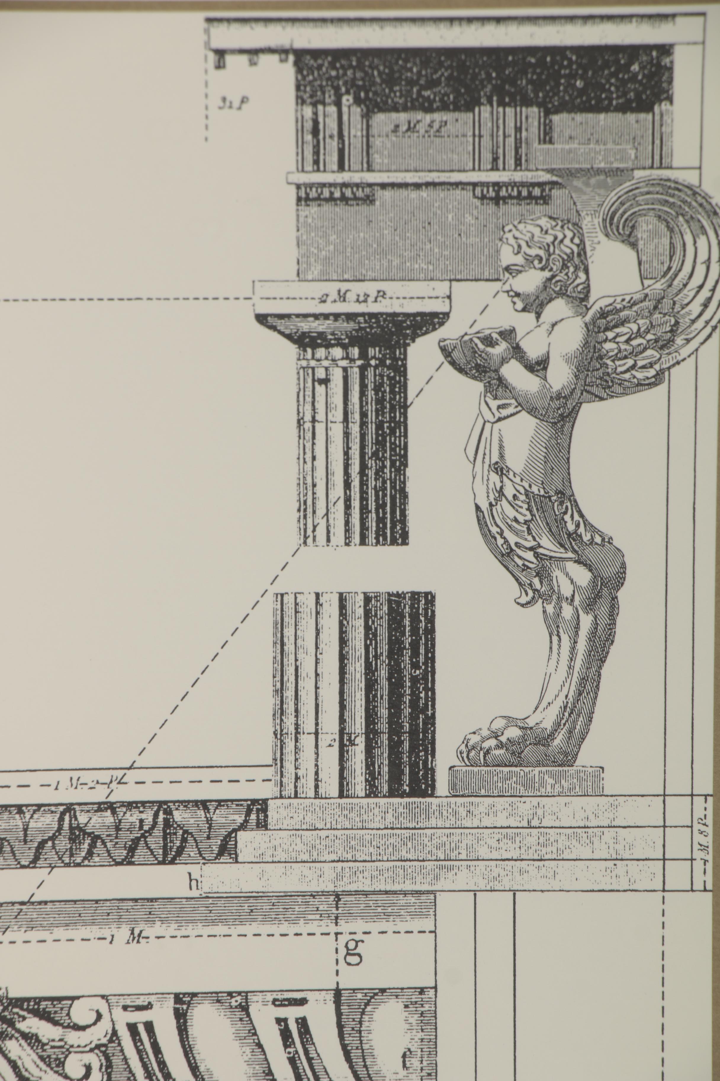 Architectural Lithograph and Offset Lithograph Prints of Column Capital Designs