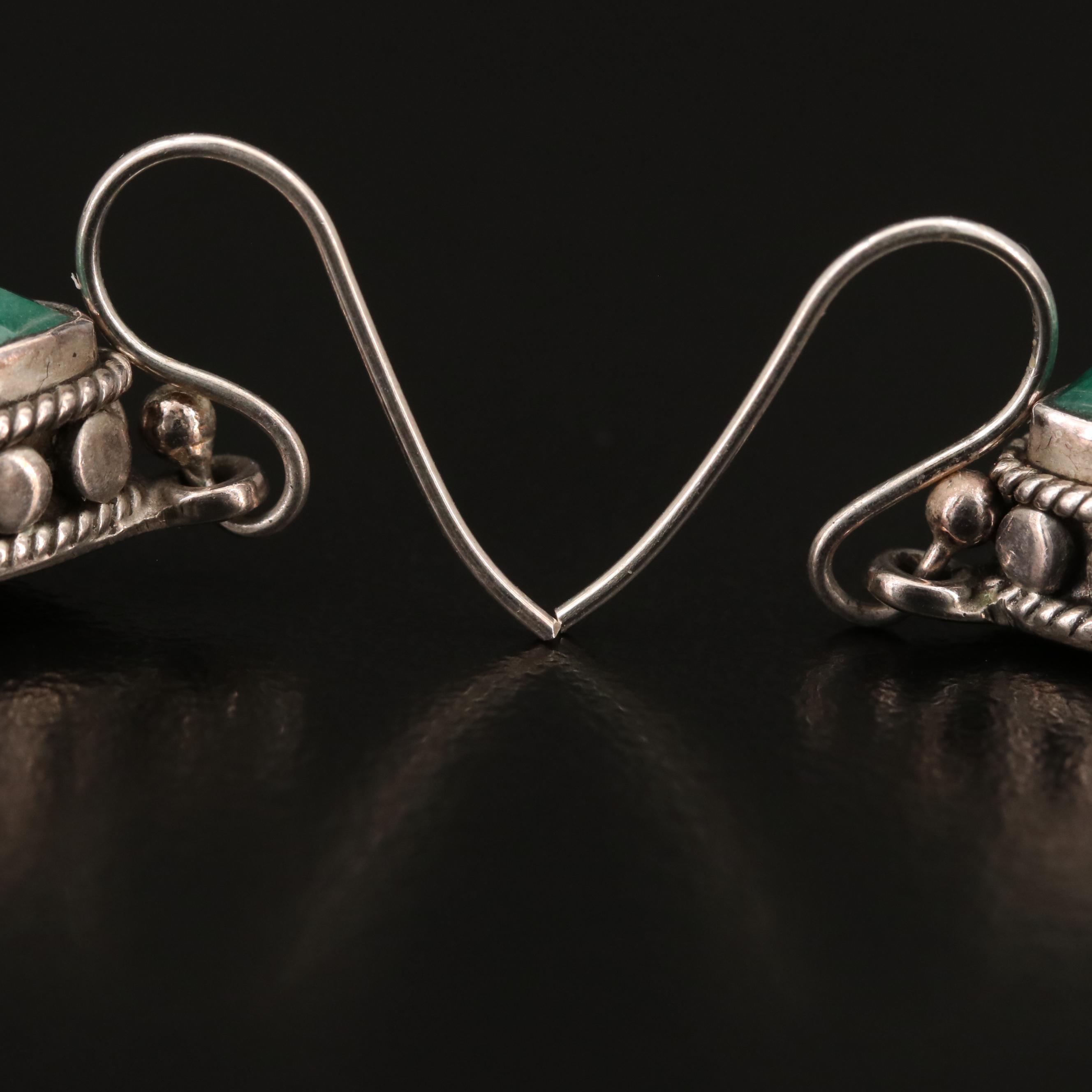 Sterling Silver Drop Earrings Featuring Lapis Lazuli, Beryl and Rubies