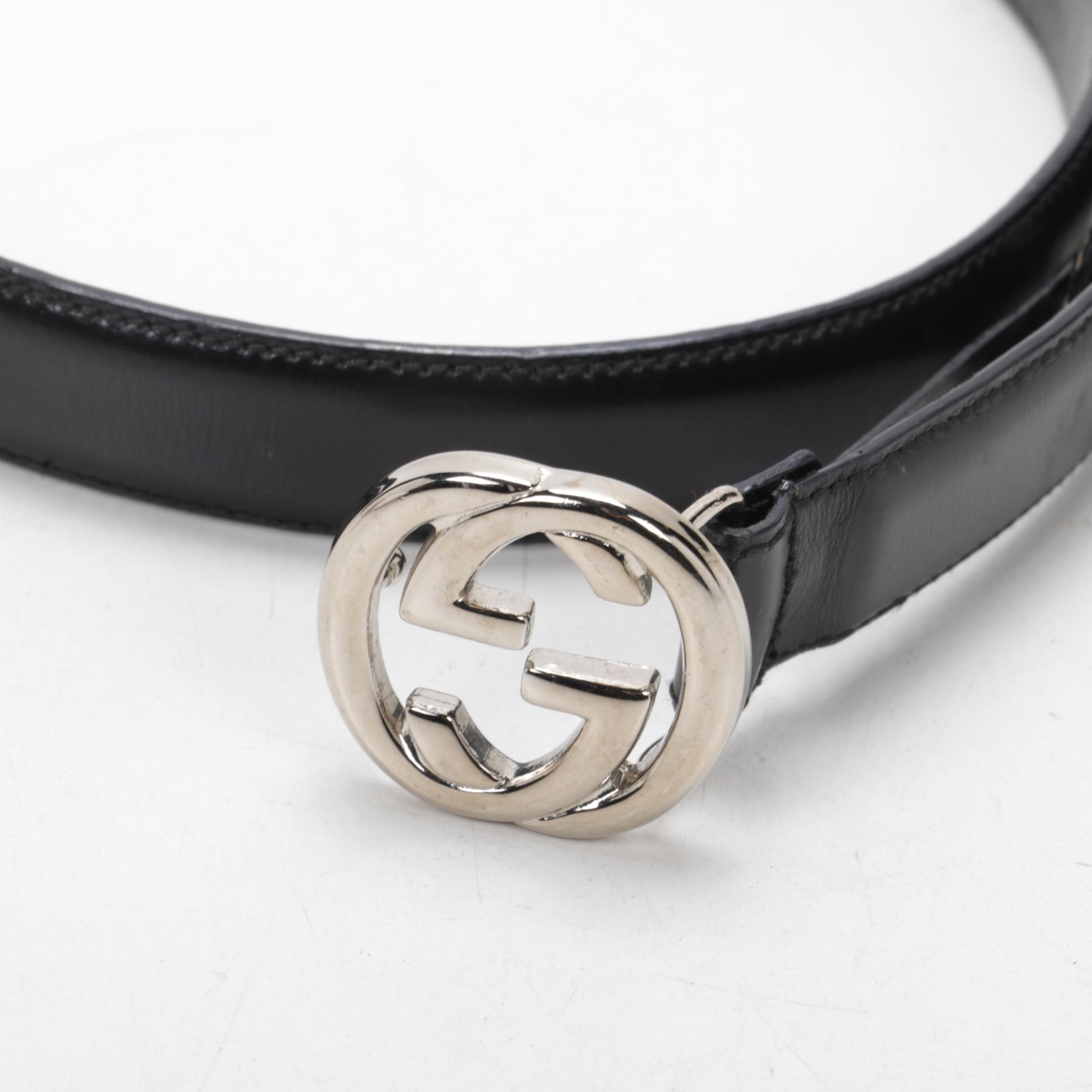 Gucci Interlocking GG Buckle Belt in Black Leather