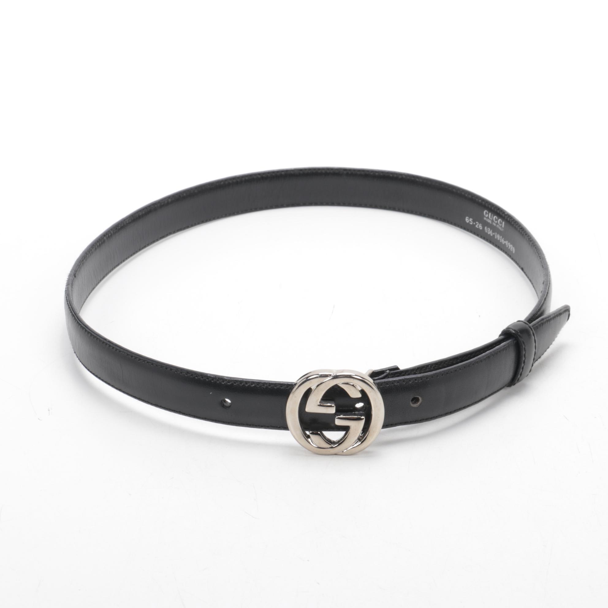 Gucci Interlocking GG Buckle Belt in Black Leather