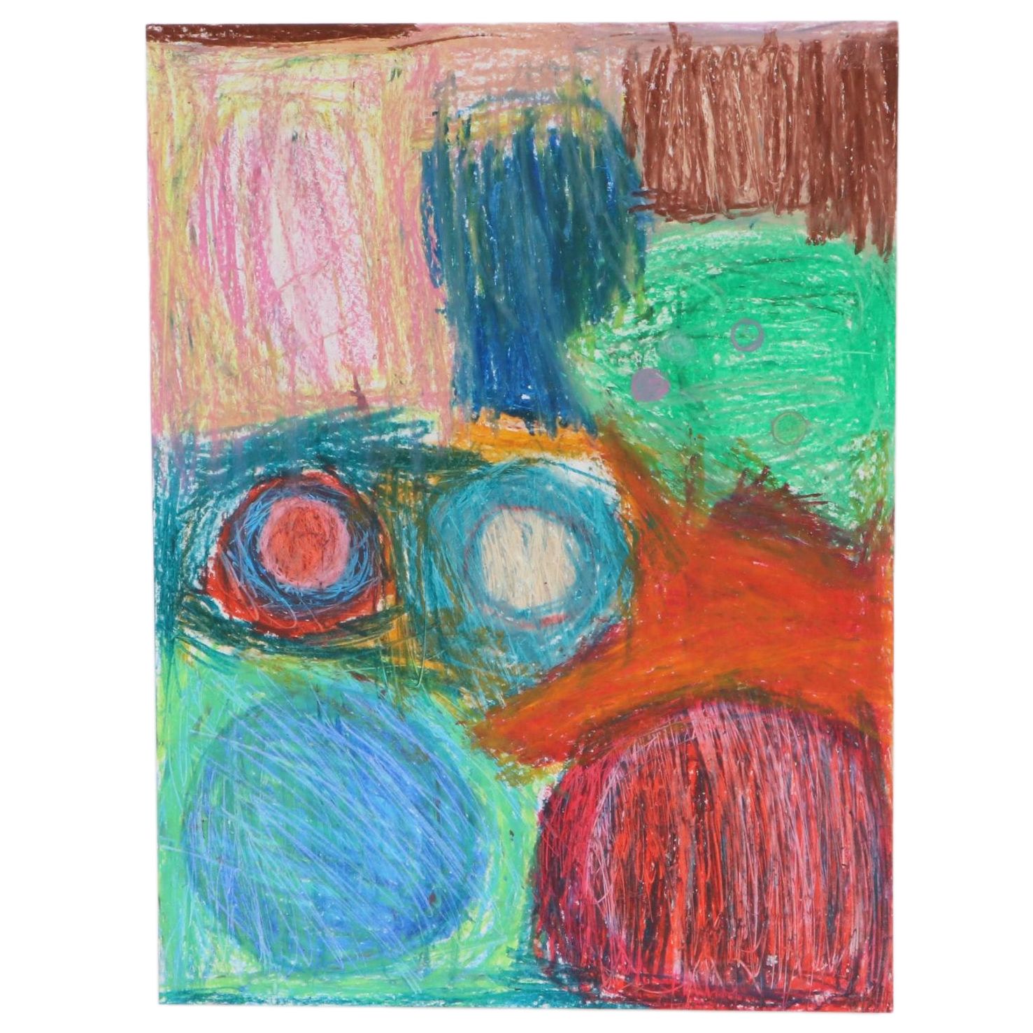 Sarah Harris Oil Pastel Drawing of Abstract Composition, 21st Century