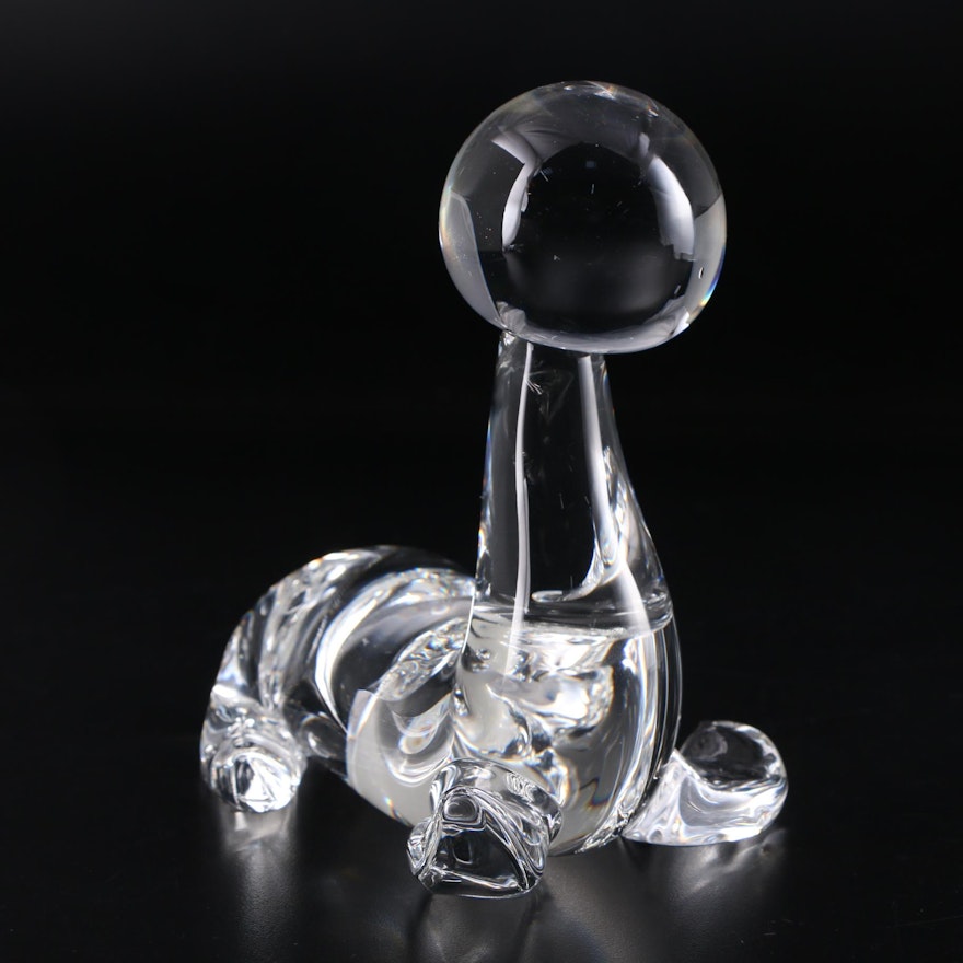 Steuben Art Glass "Sea Lion" Figurine Designed by James Houston