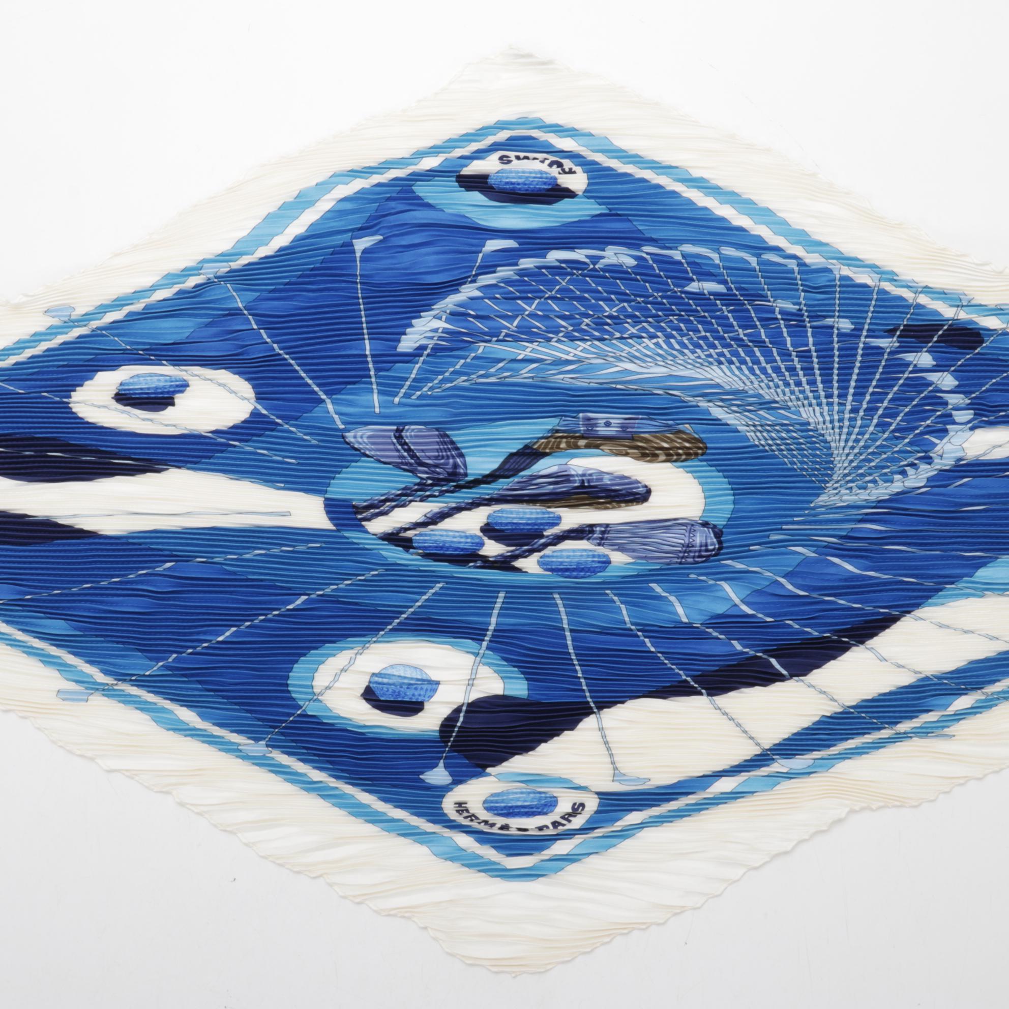 Hermès "Swing" Plissé Silk Twill Scarf