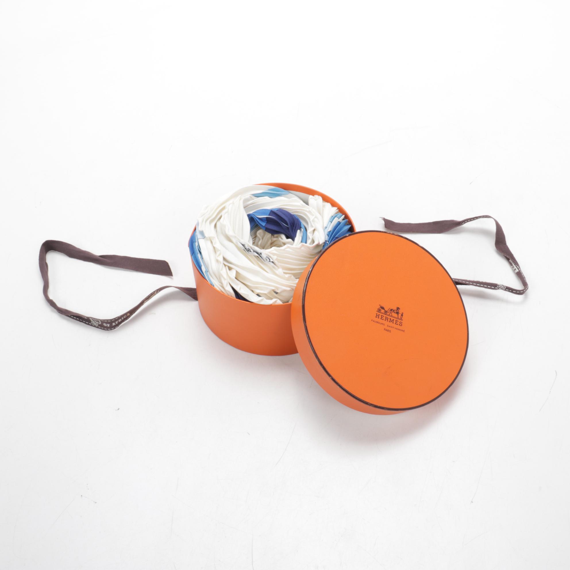 Hermès "Swing" Plissé Silk Twill Scarf