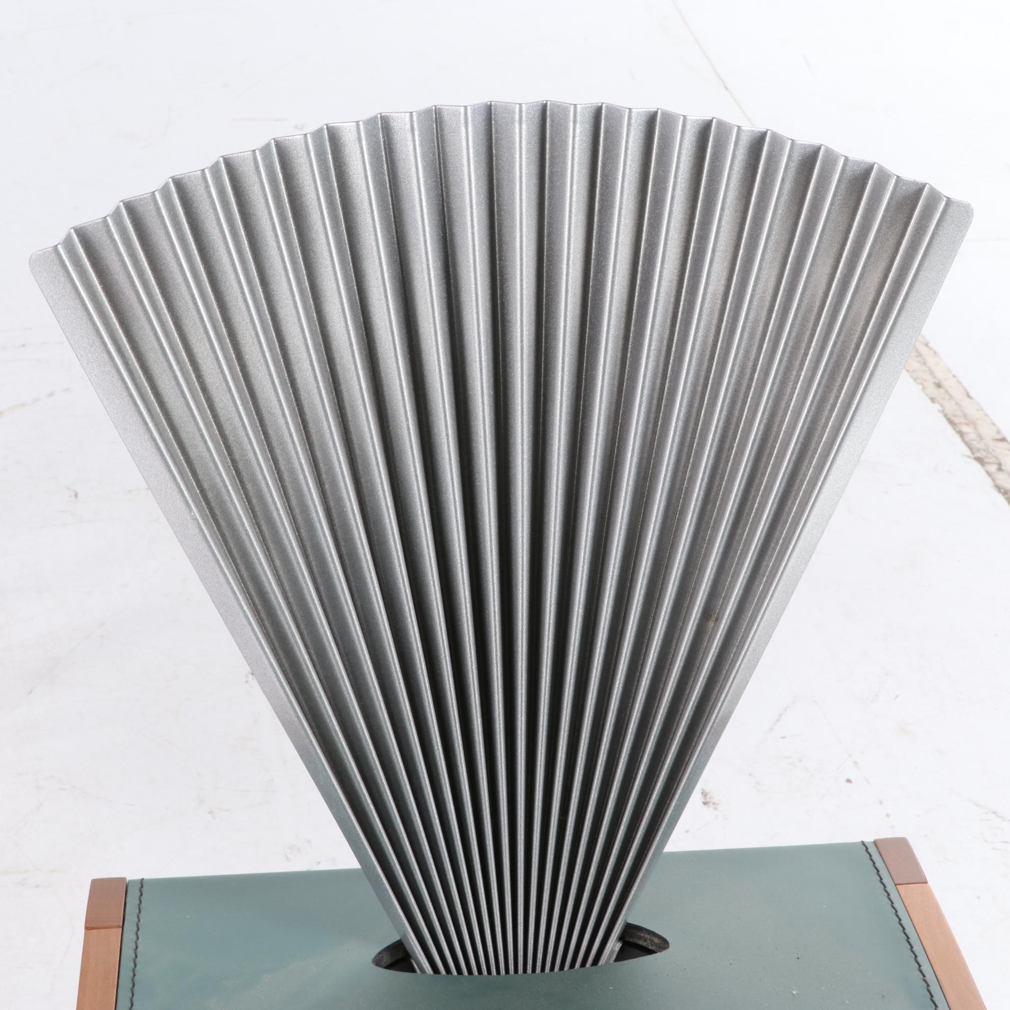 Cattelan Italia Beech and Leather Fan-Back Memphis Style Side Chairs