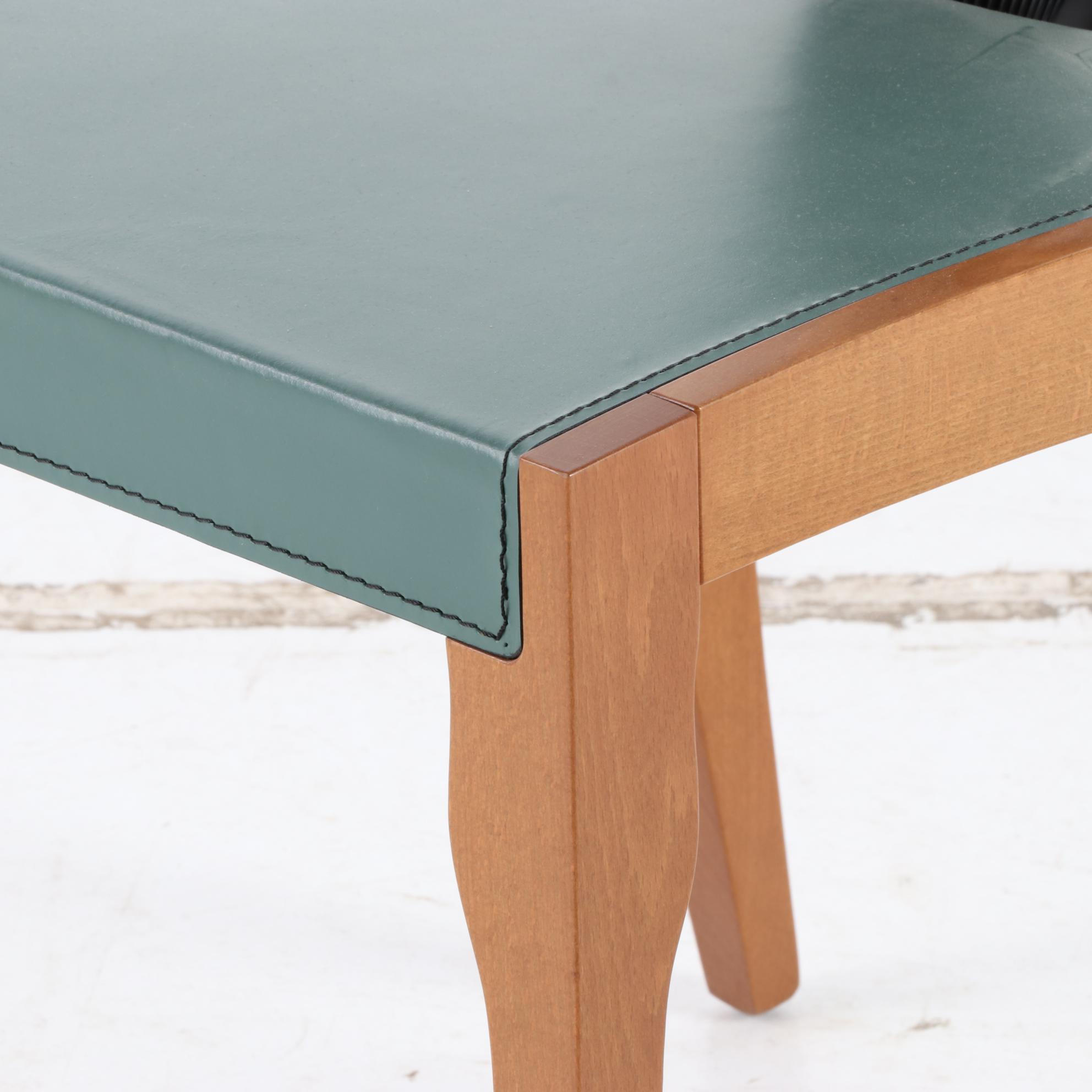 Cattelan Italia Beech and Leather Fan-Back Memphis Style Side Chairs