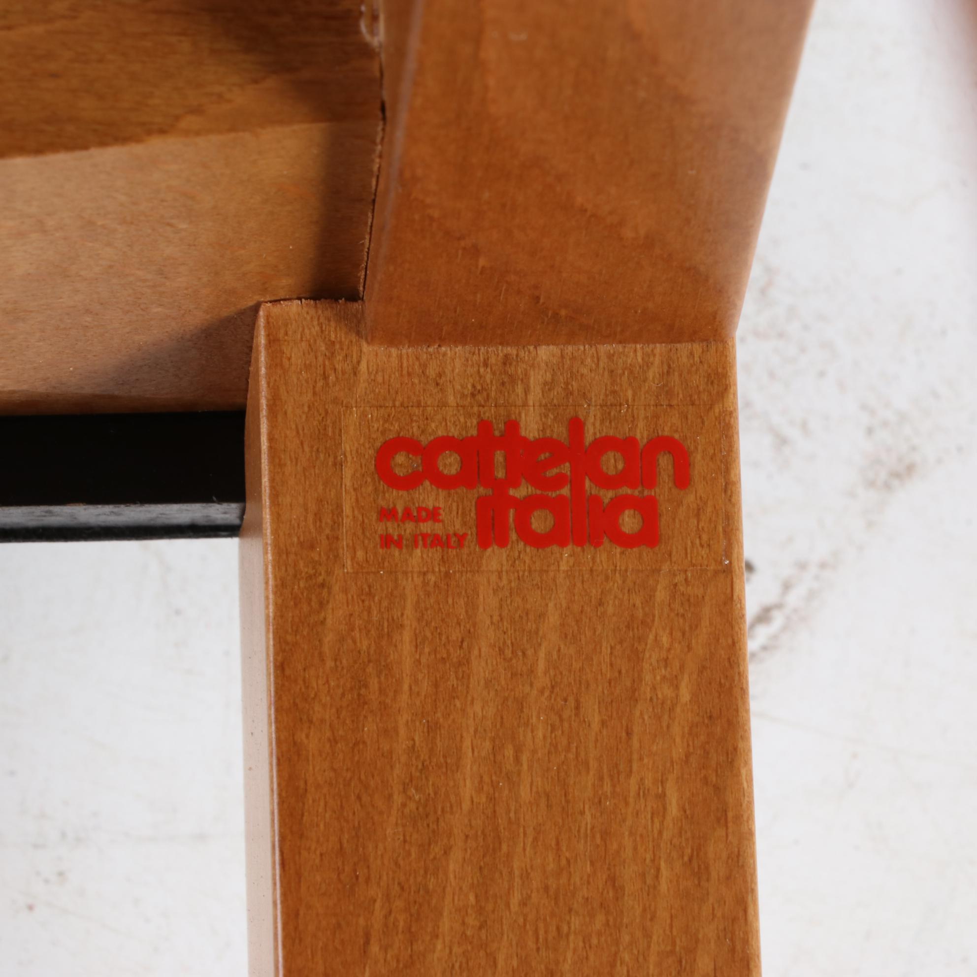 Cattelan Italia Beech and Leather Fan-Back Memphis Style Side Chairs