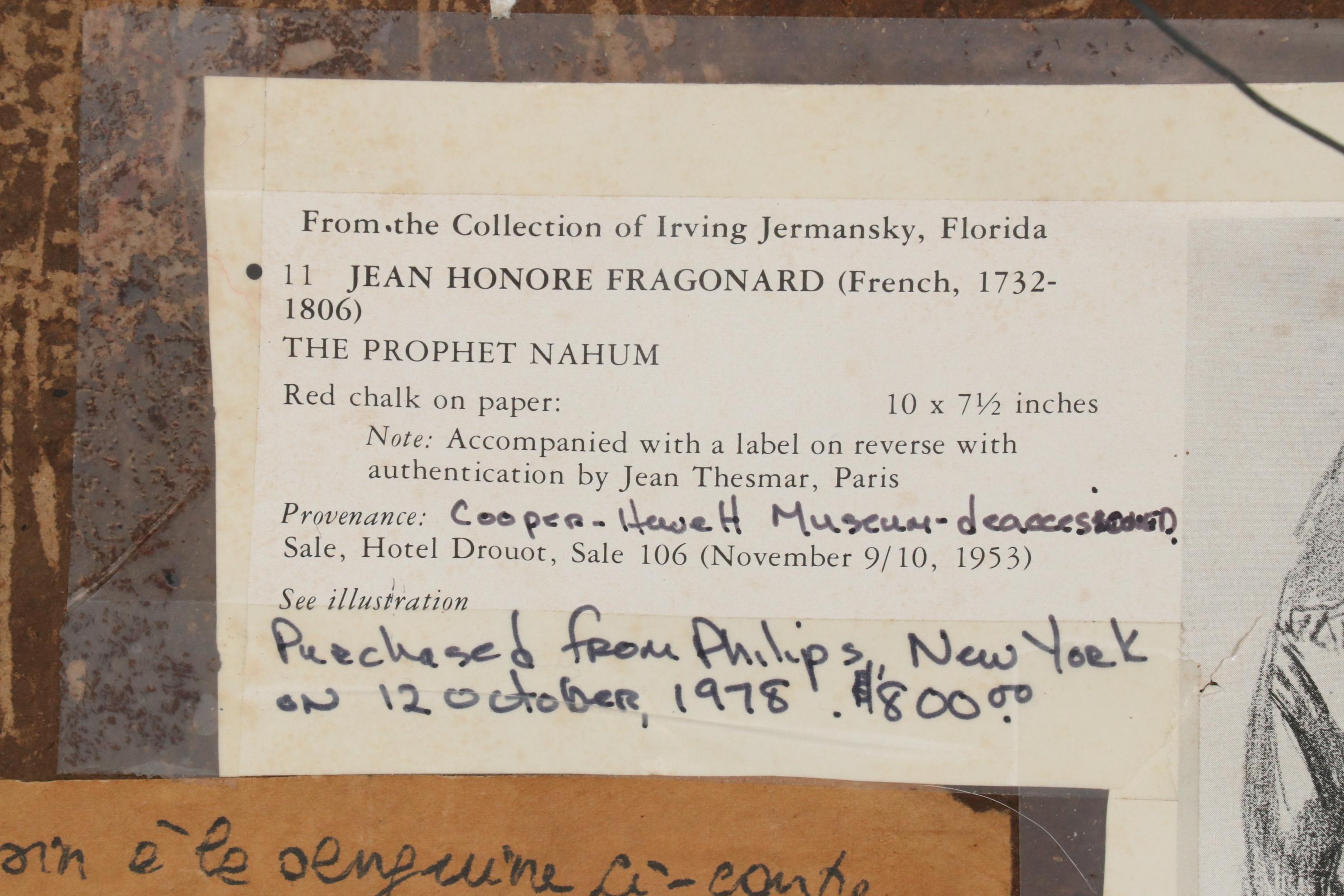 Jean-Honoré Fragonard Red Chalk Drawing "The Prophet Nahum"