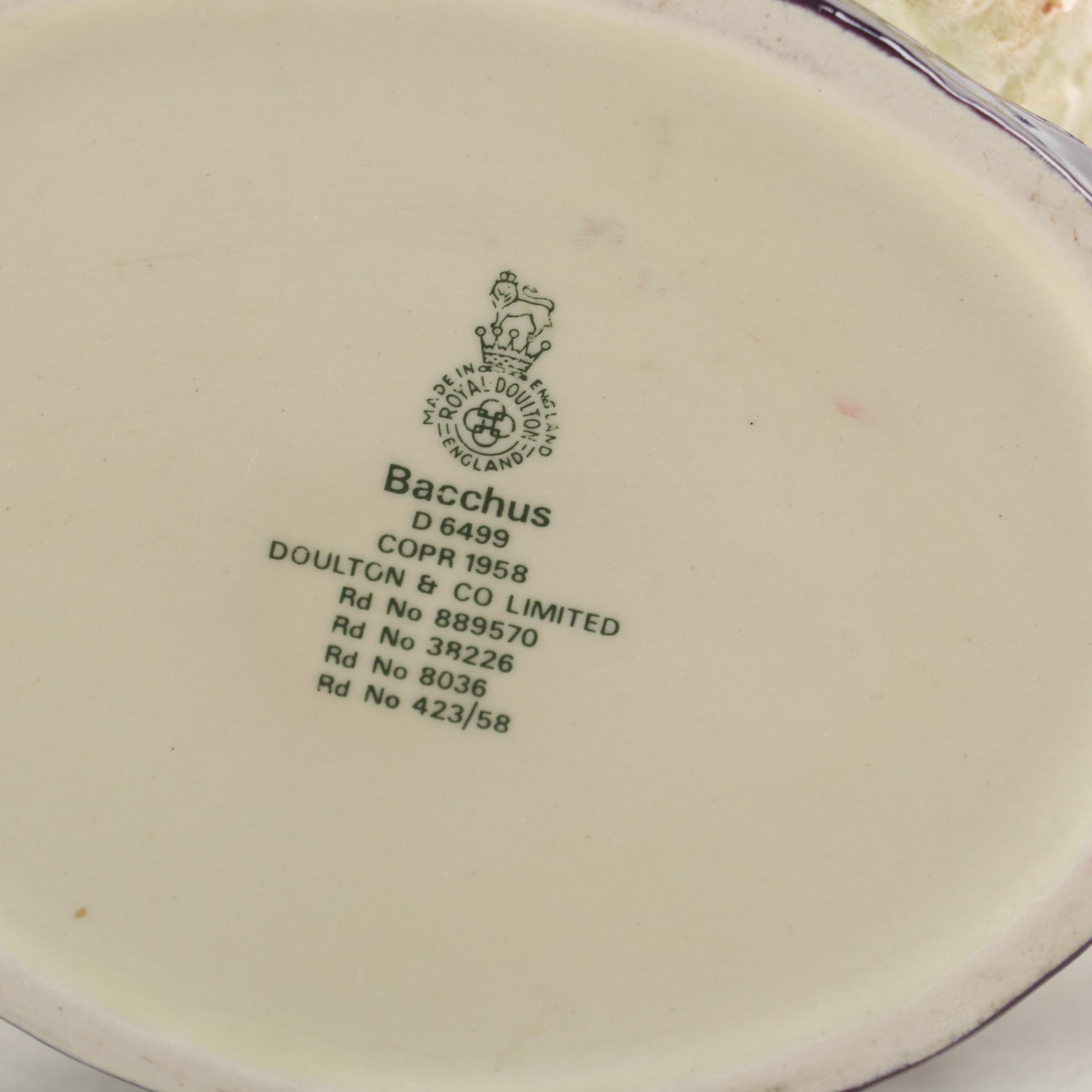 Royal Doulton Character Toby Jug Pitchers "Rip Van Winkle" and "Bacchus"