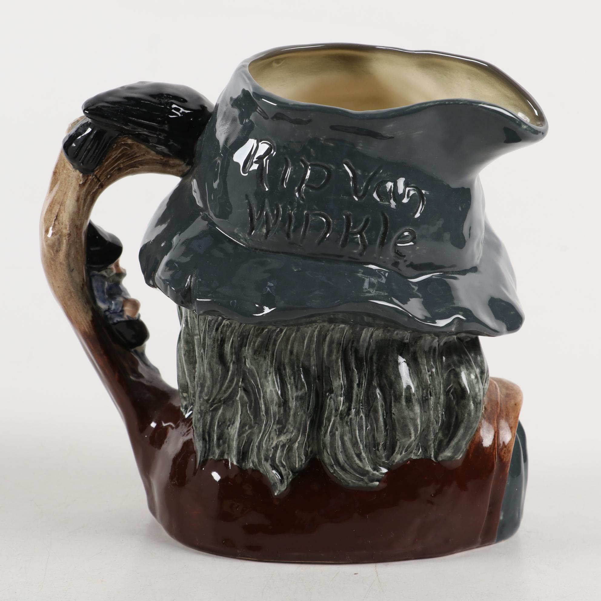 Royal Doulton Character Toby Jug Pitchers "Rip Van Winkle" and "Bacchus"
