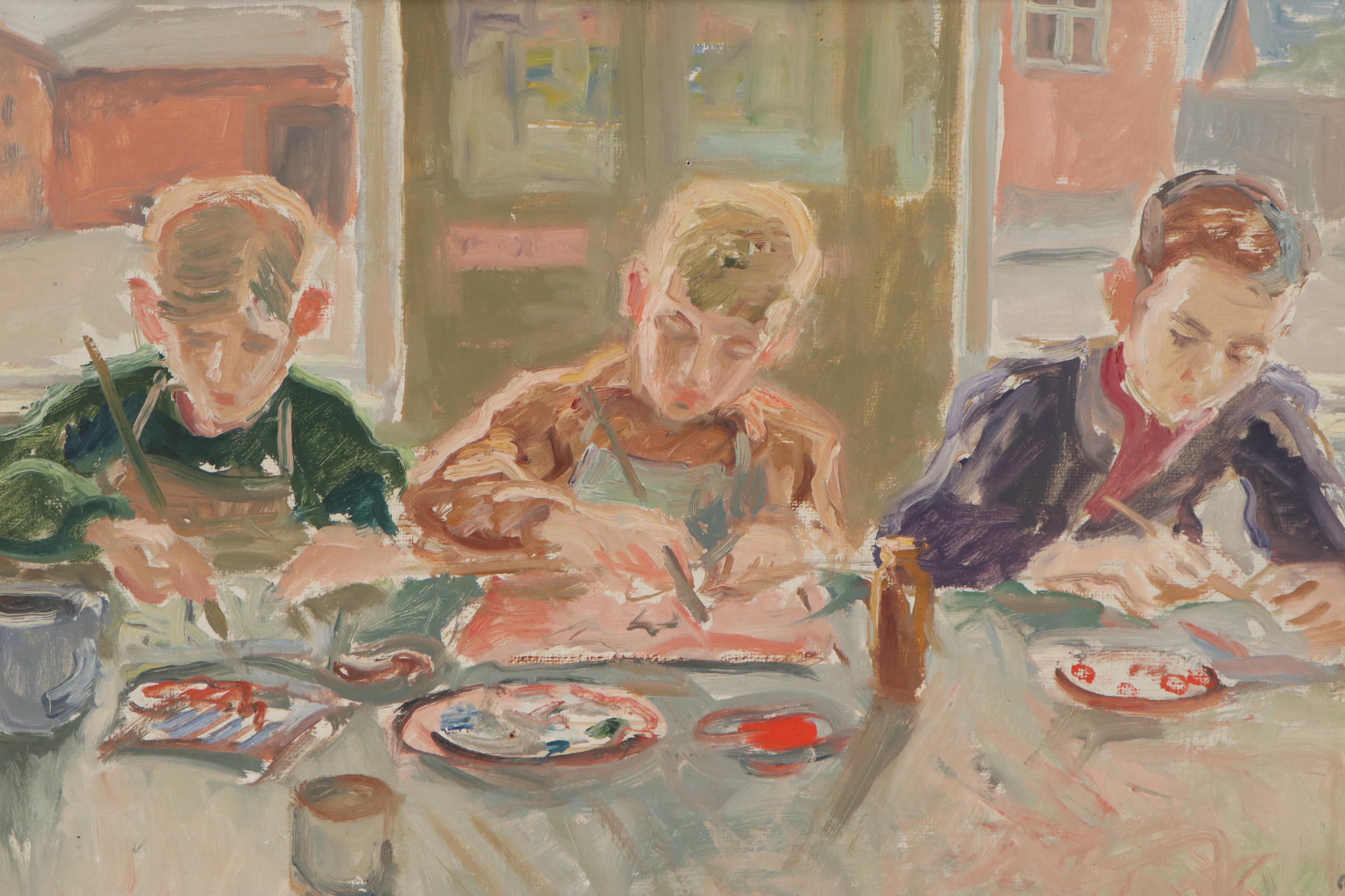 Hans Eriksen Oil Painting "Moo Ikke Ferniseres!" 1955