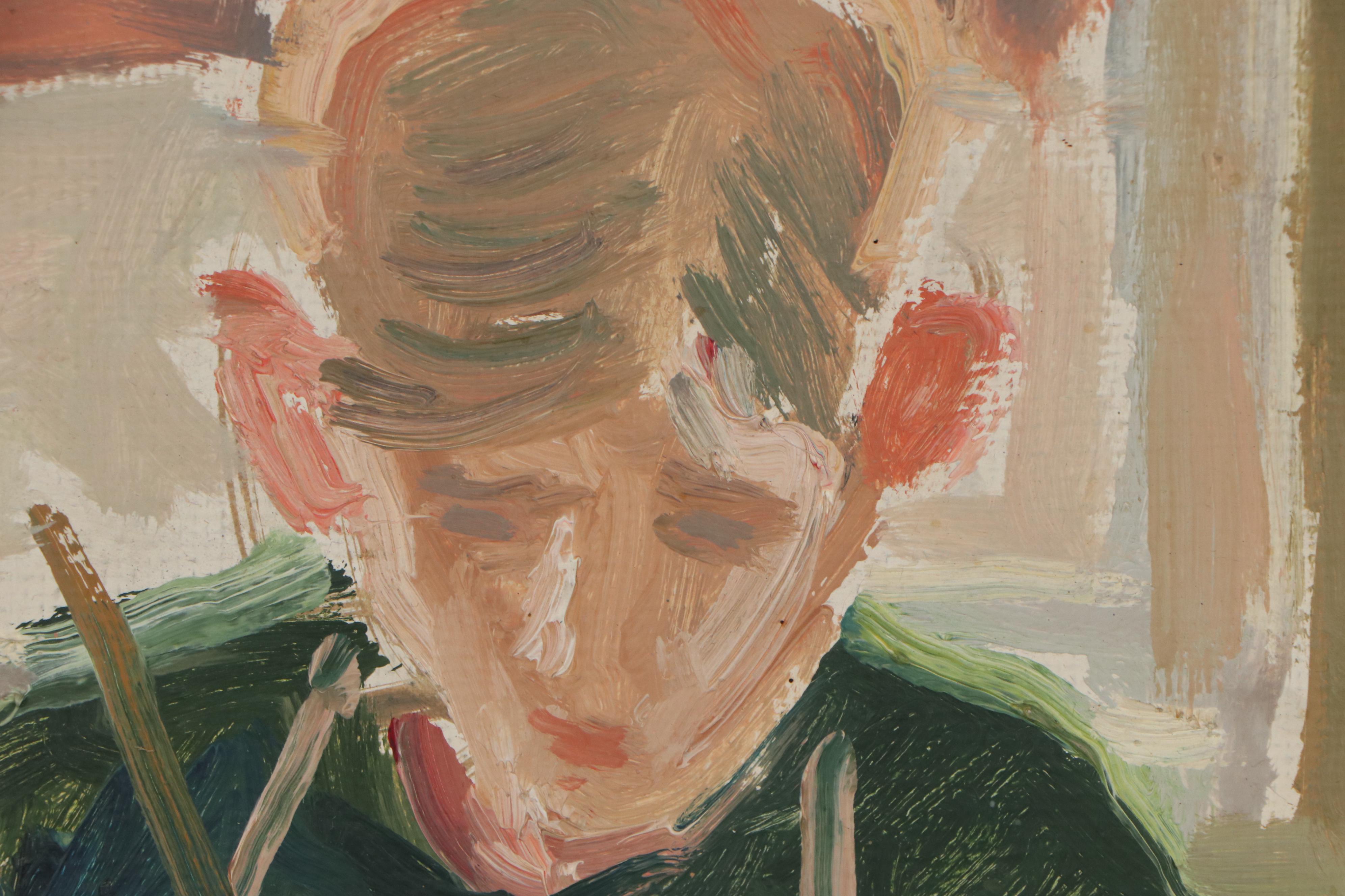 Hans Eriksen Oil Painting "Moo Ikke Ferniseres!" 1955