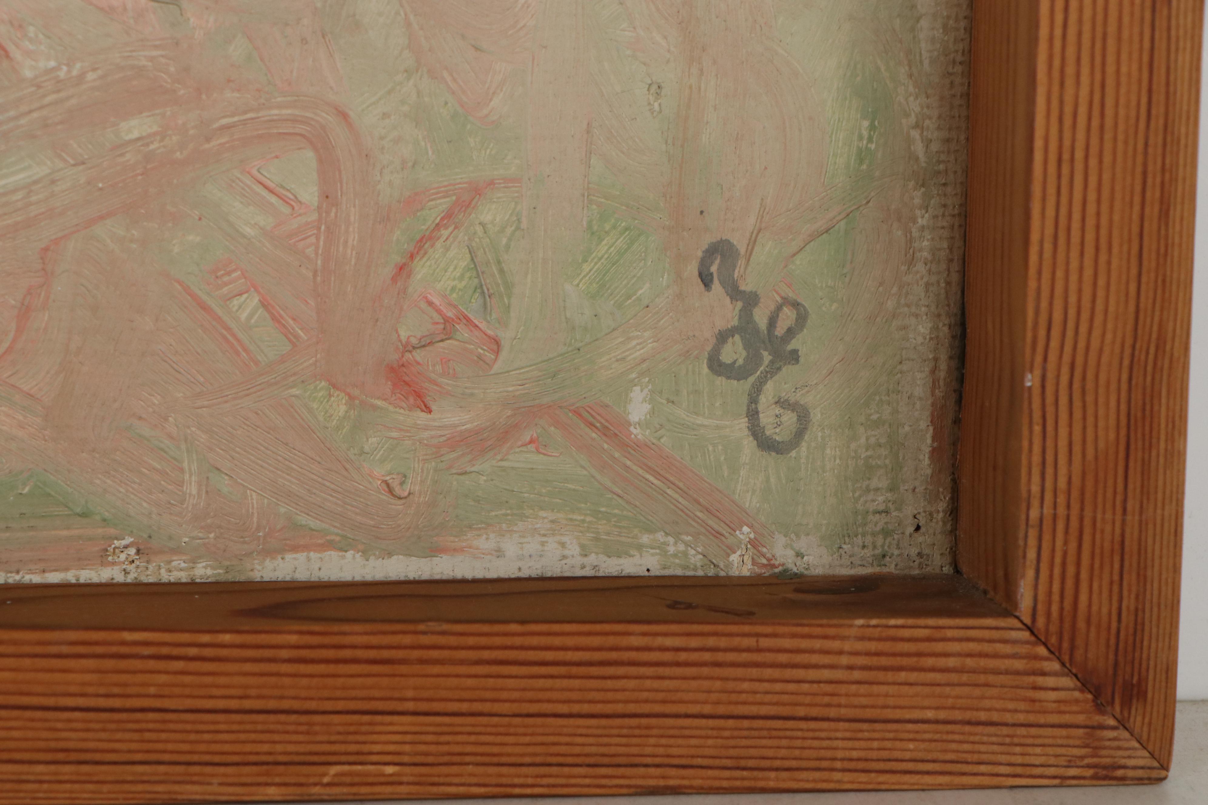 Hans Eriksen Oil Painting "Moo Ikke Ferniseres!" 1955