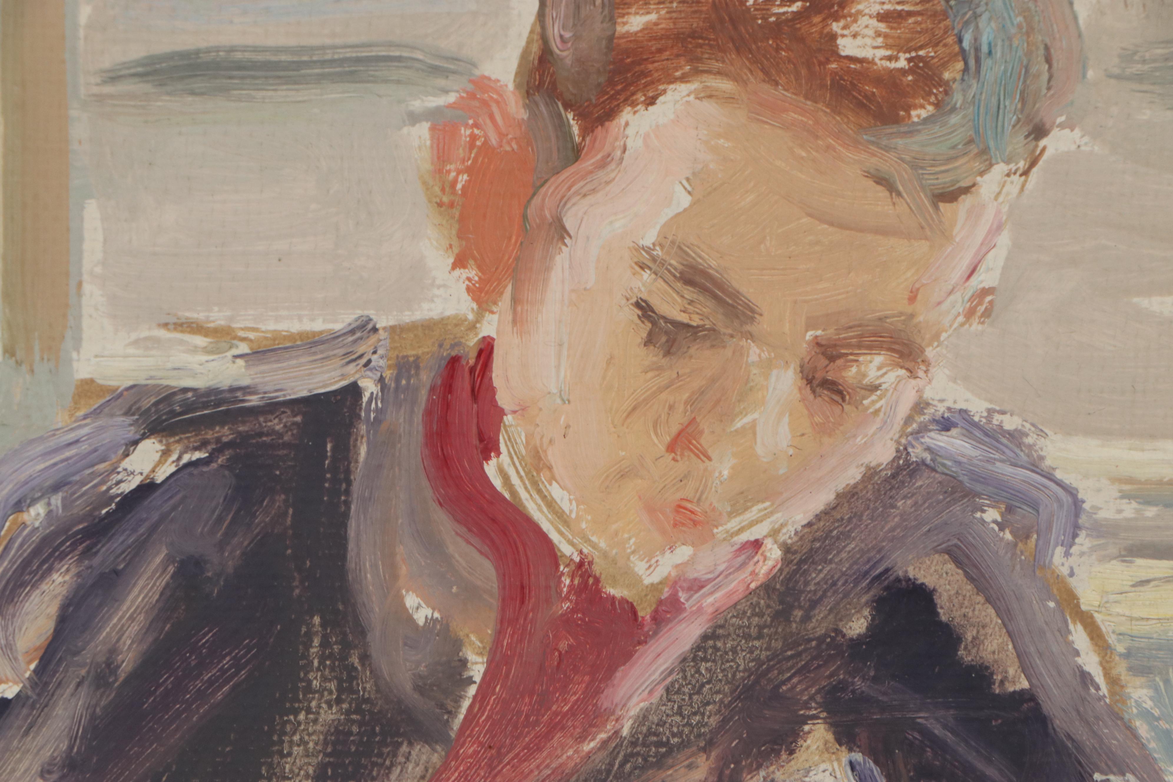 Hans Eriksen Oil Painting "Moo Ikke Ferniseres!" 1955