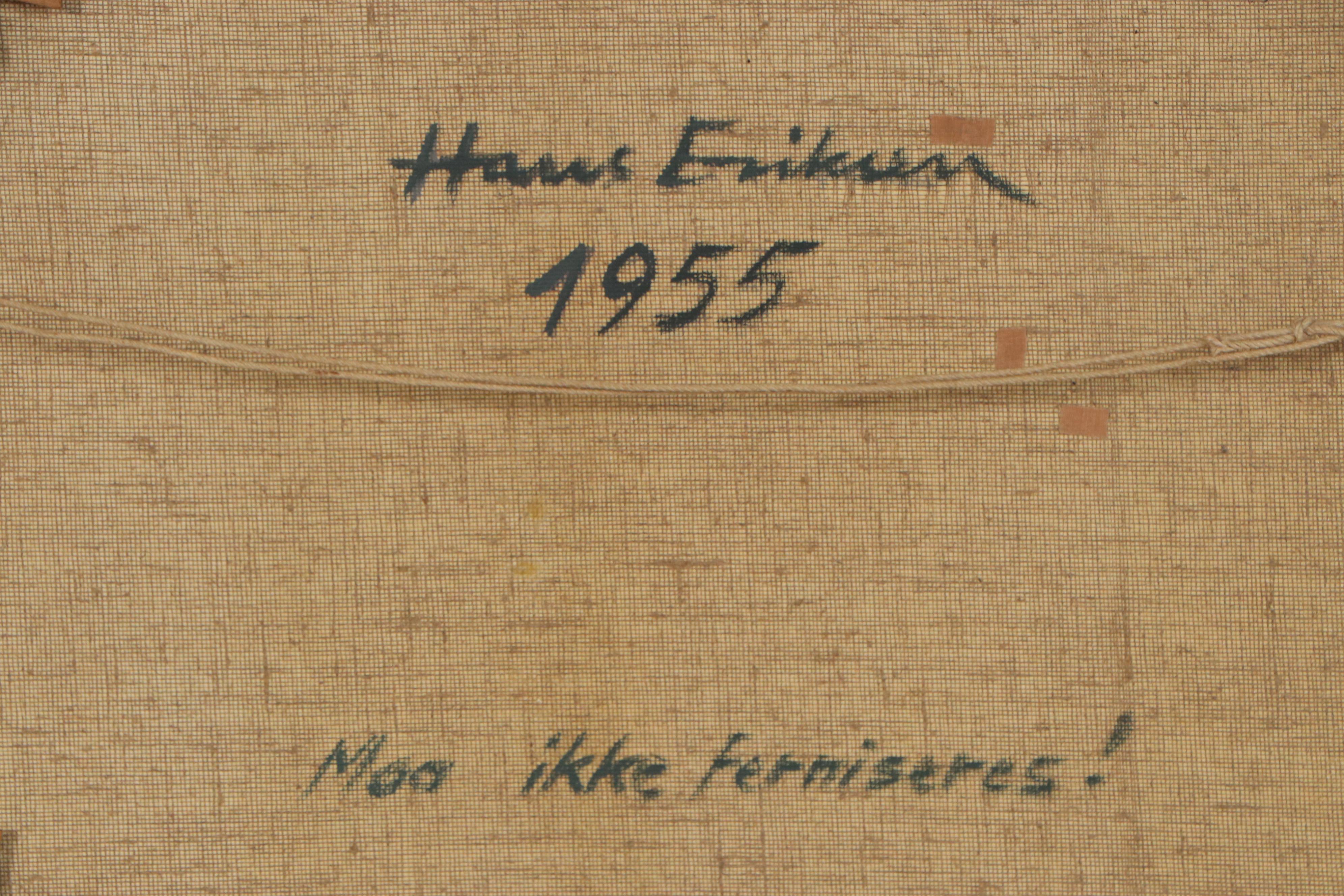 Hans Eriksen Oil Painting "Moo Ikke Ferniseres!" 1955