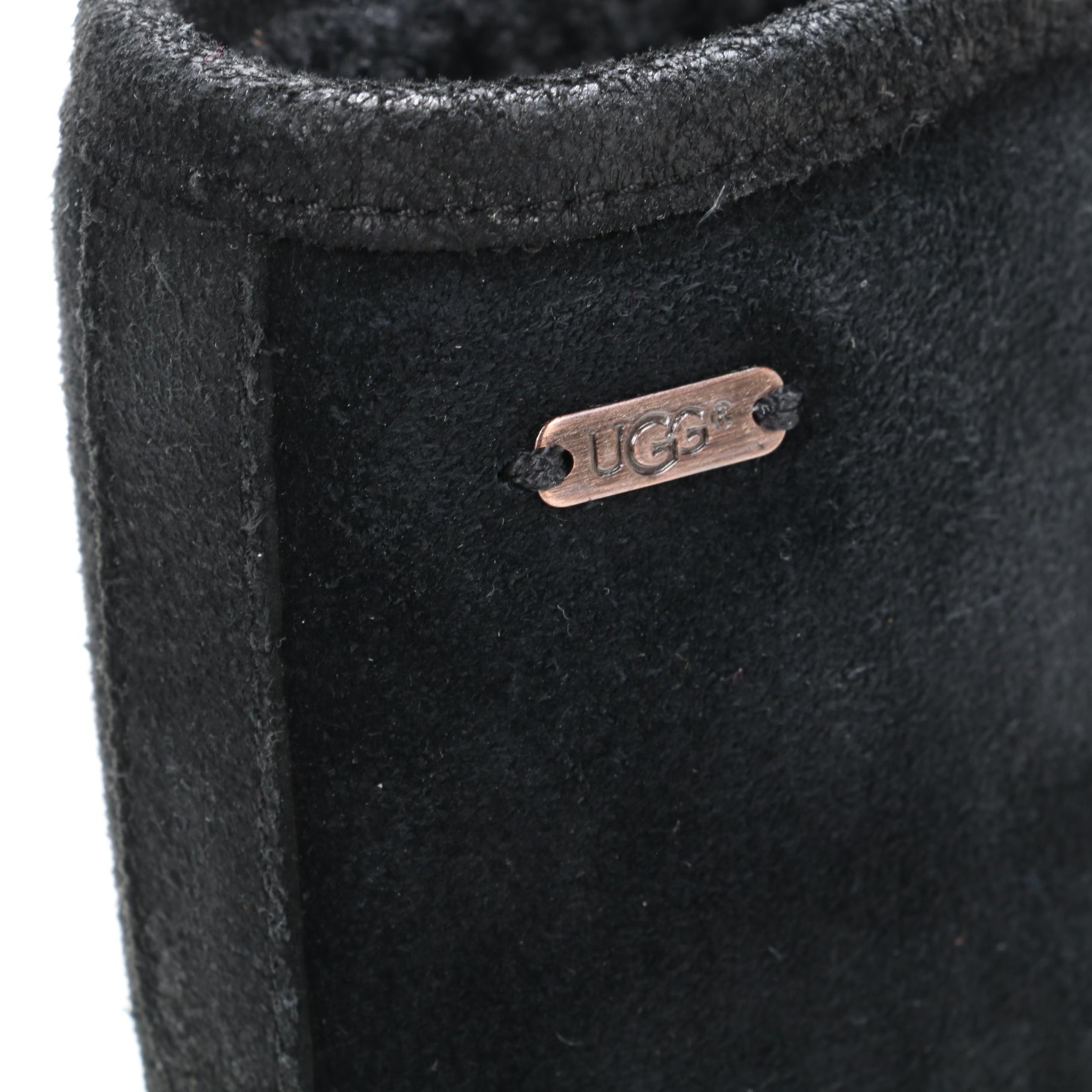UGG Soliel Black Suede Mid-Calf Wedge Boots