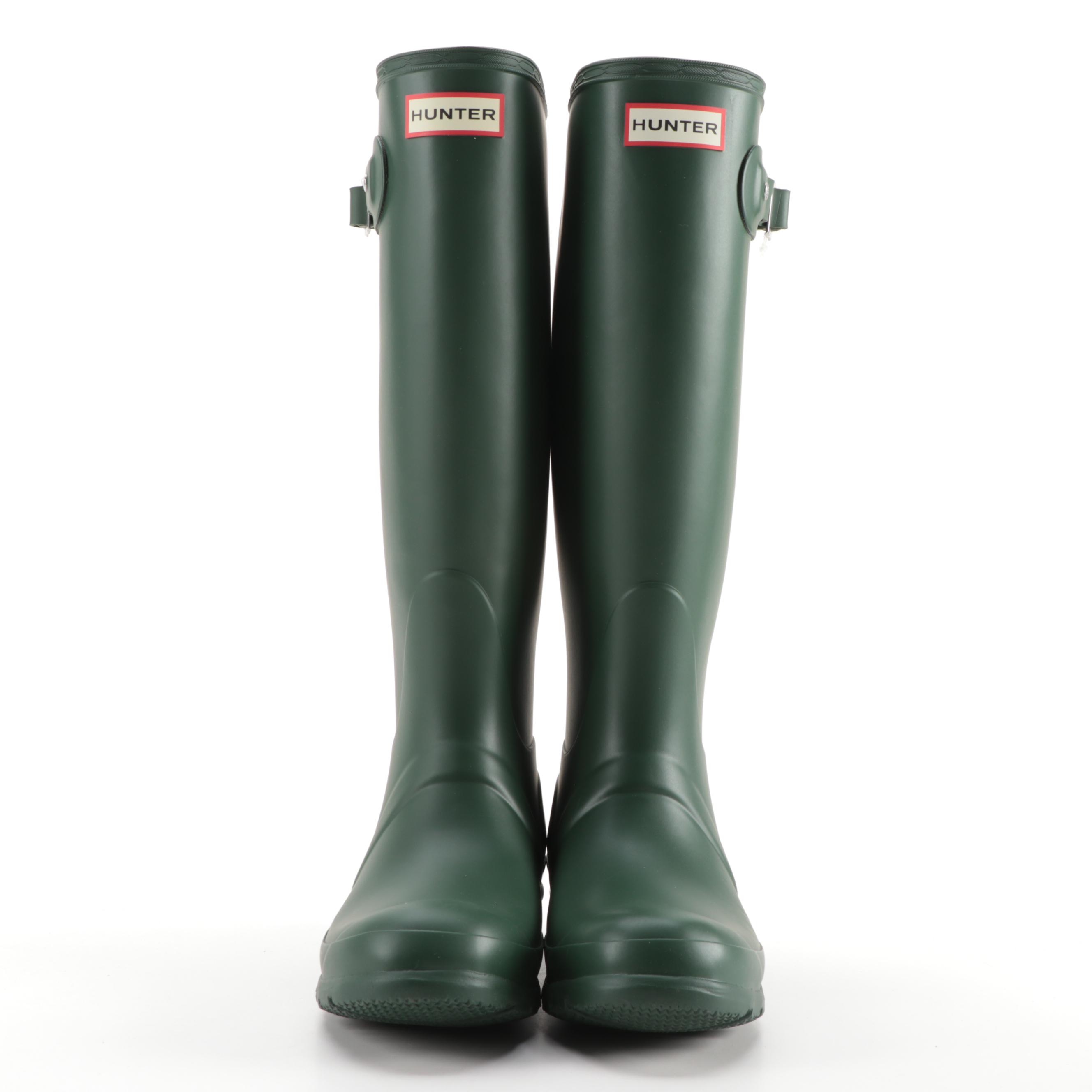 Hunter Original Tall Rain Boots in Matte Green with Box, Size 6