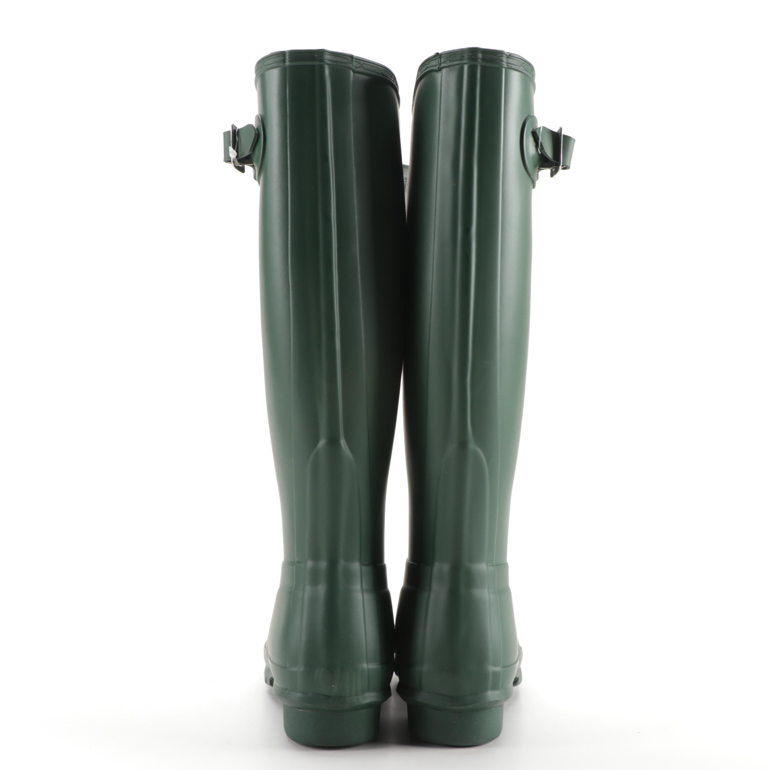 Hunter Original Tall Rain Boots in Matte Green with Box, Size 6