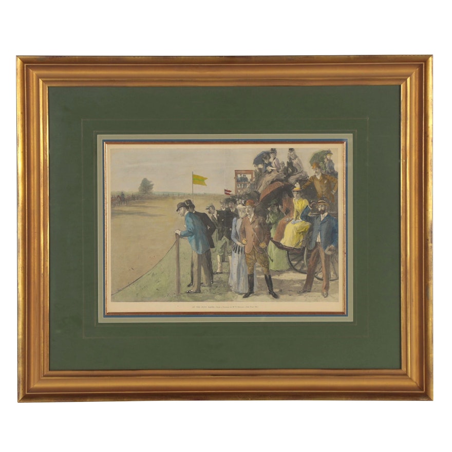 Hand-Colored Wood Engraving after William T. Smedley "At the Pony Races," 1891