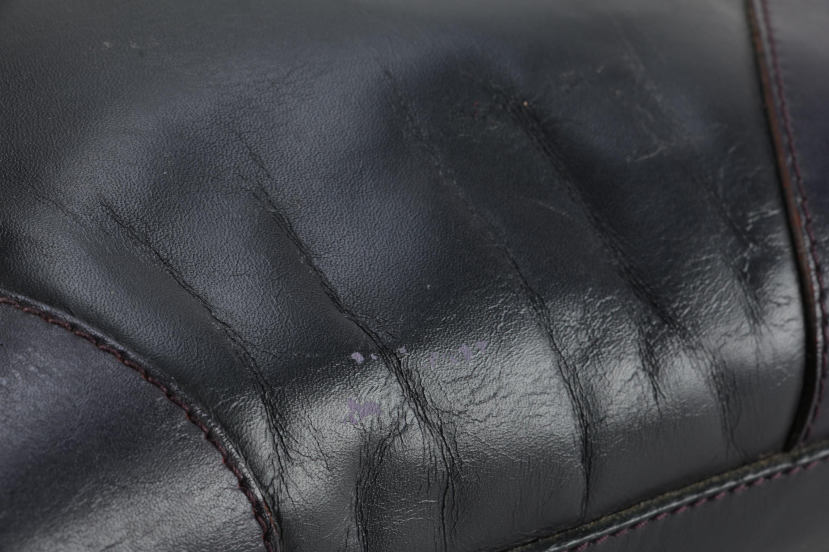 Modified Prada Vitello Drive Perforated Bowler Bag in Dark Aubergine Leather