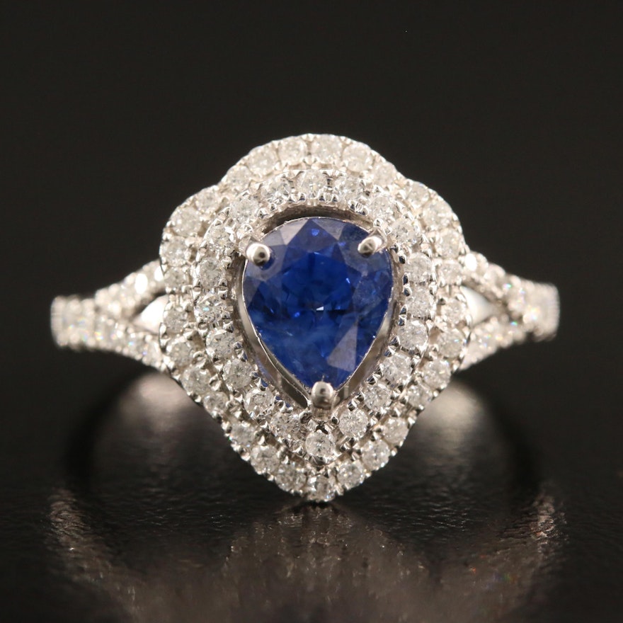 14K 1.61 CT Sapphire and Diamond Ring