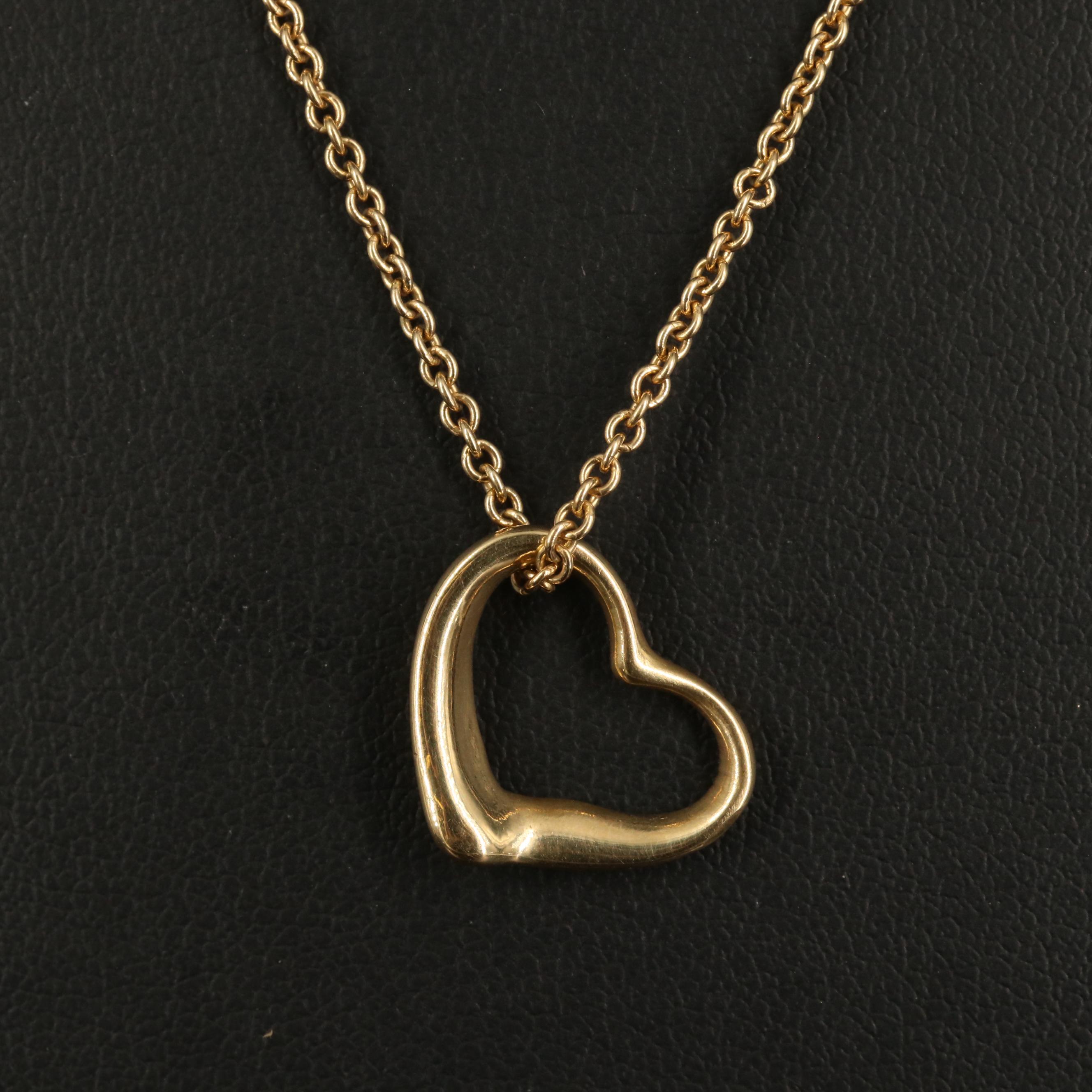 Elsa Peretti for Tiffany & Co. Vintage 18K Open Heart Pendant Necklace
