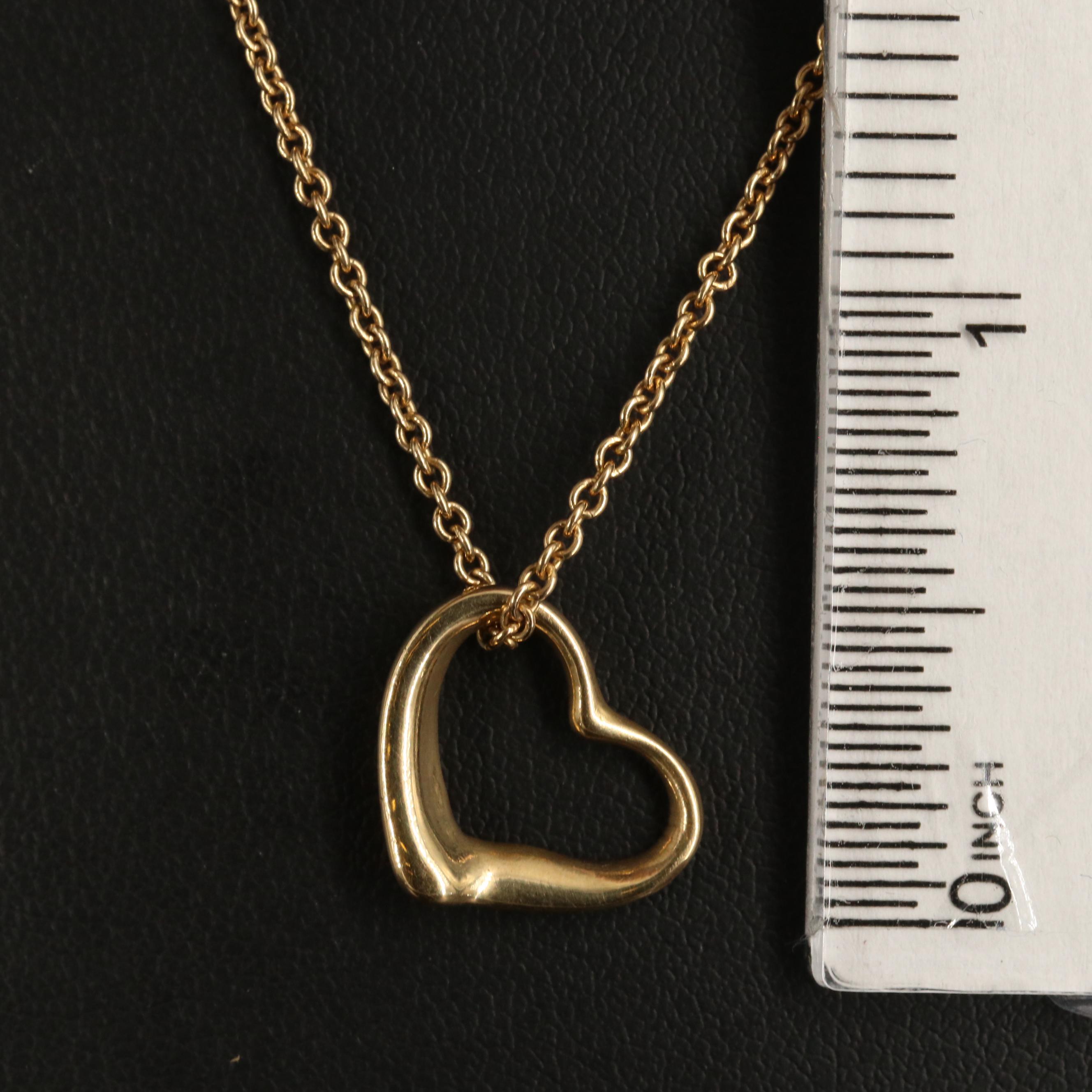 Elsa Peretti for Tiffany & Co. Vintage 18K Open Heart Pendant Necklace
