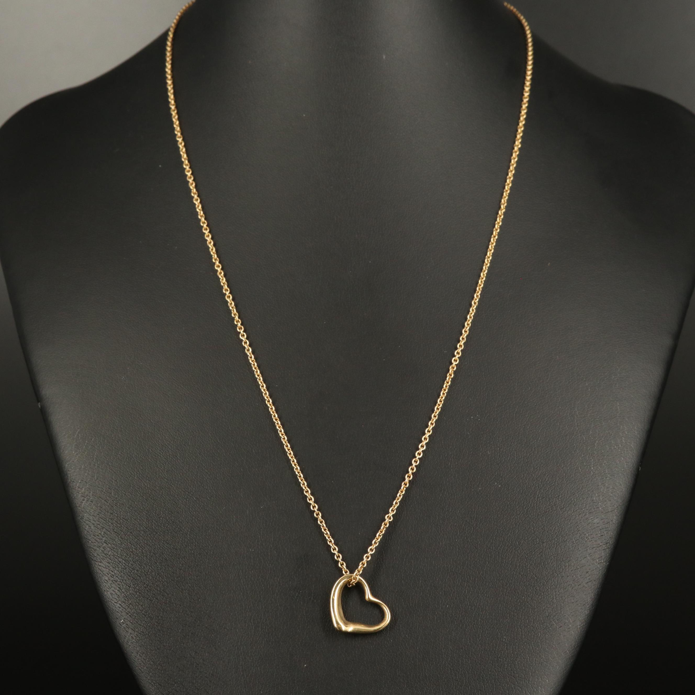 Elsa Peretti for Tiffany & Co. Vintage 18K Open Heart Pendant Necklace