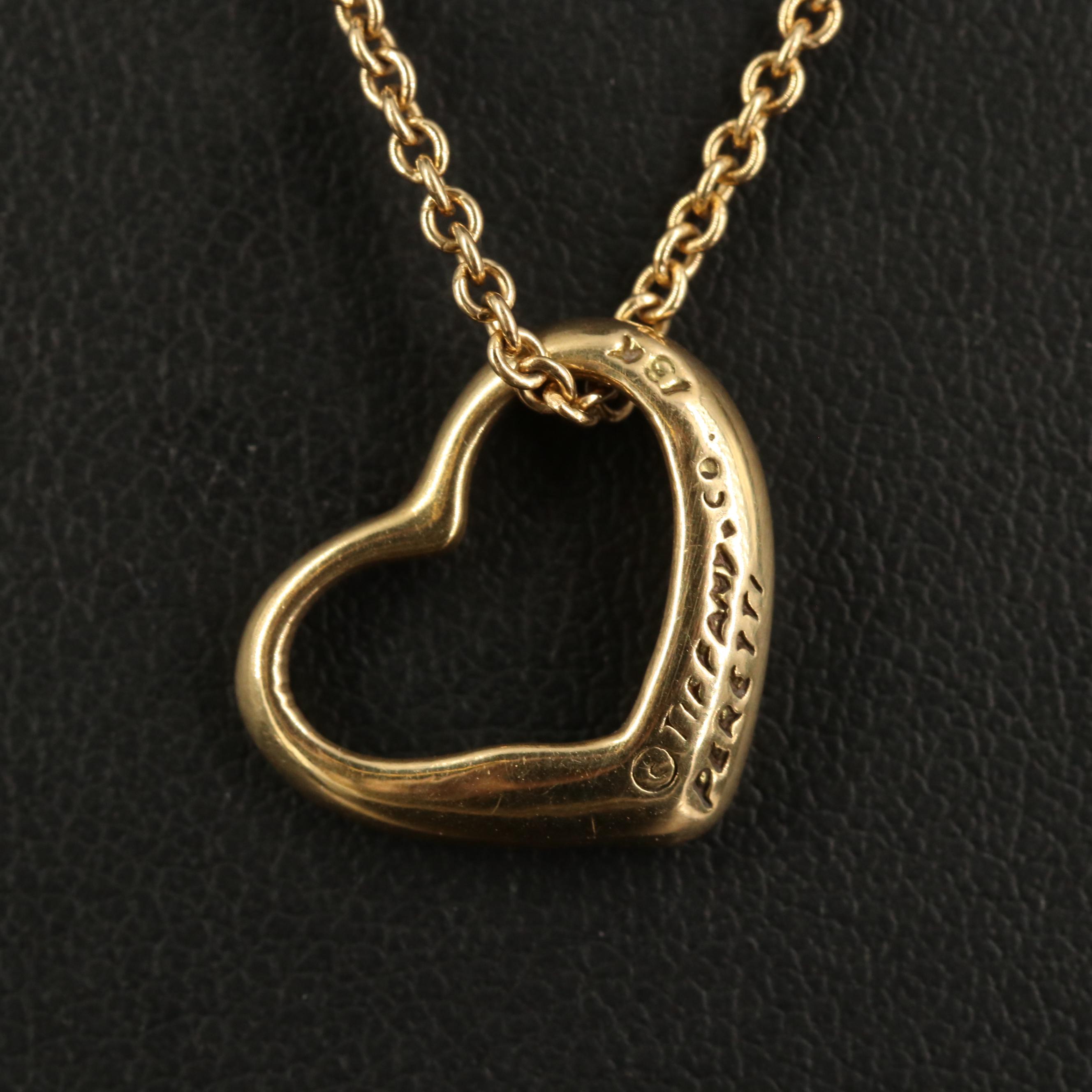 Elsa Peretti for Tiffany & Co. Vintage 18K Open Heart Pendant Necklace