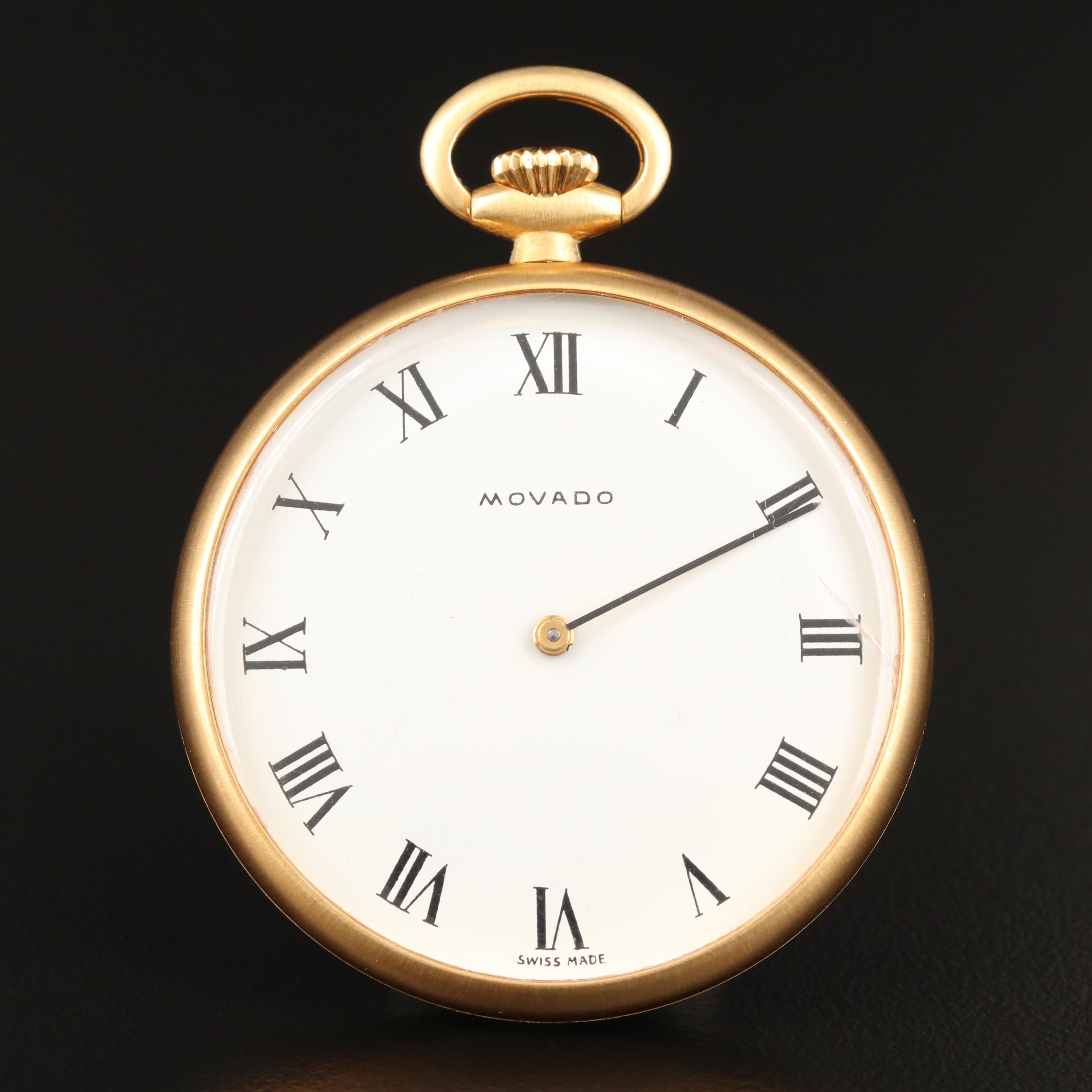 Vintage Movado 18K Gold Open Face Pocket Watch