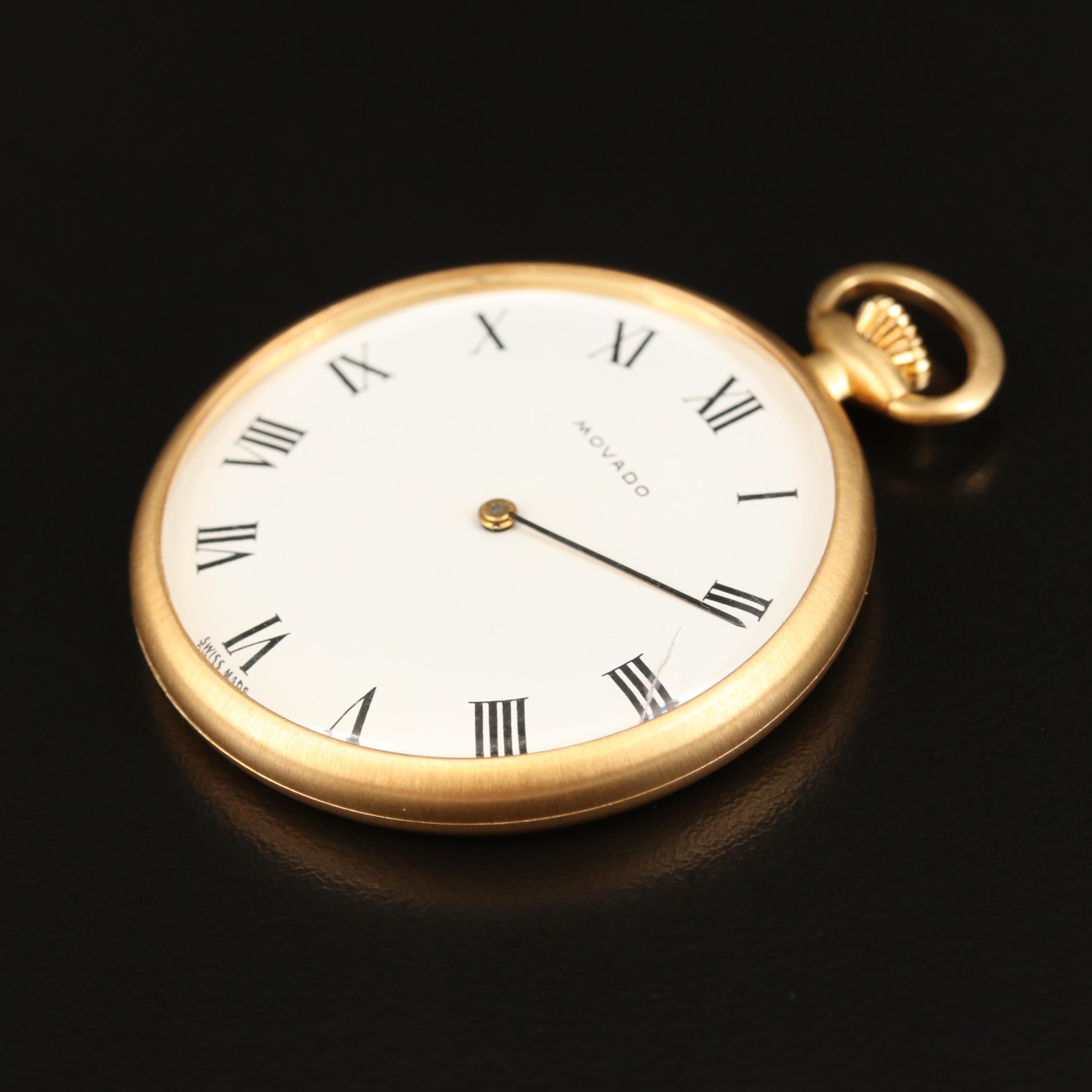 Vintage Movado 18K Gold Open Face Pocket Watch