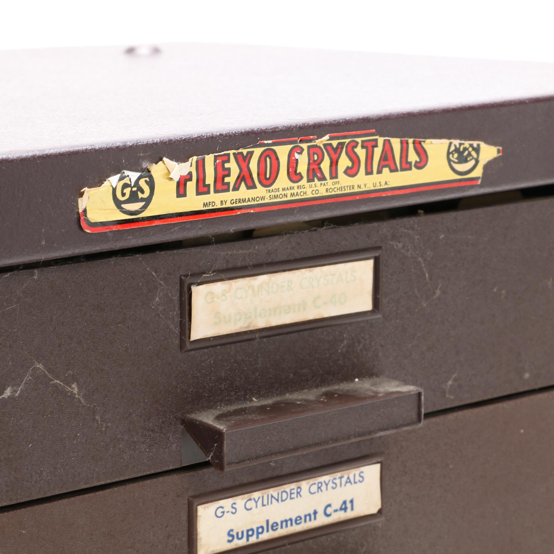 G-S Flexo Crystals Metal Cabinet of Spare Watch Parts